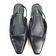 Aldo Slingback Ballet Flat Shoe Pointed Square Toe Black Leather Sz 7