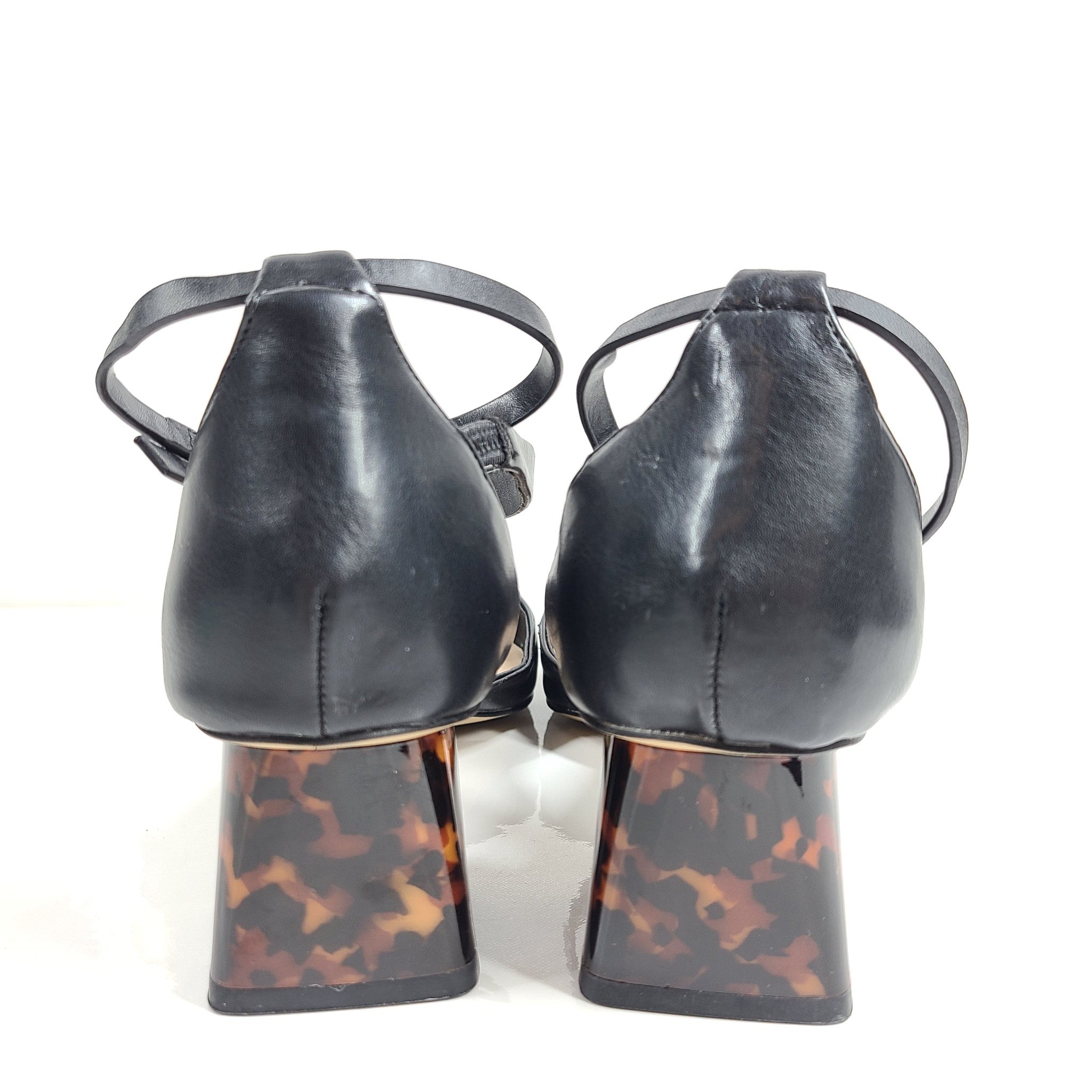 Aldo Bluebell Ankle Strap Heeled Shoe Pointed Toe Block Heel Black Sz 7