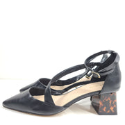 Aldo Bluebell Ankle Strap Heeled Shoe Pointed Toe Block Heel Black Sz 7