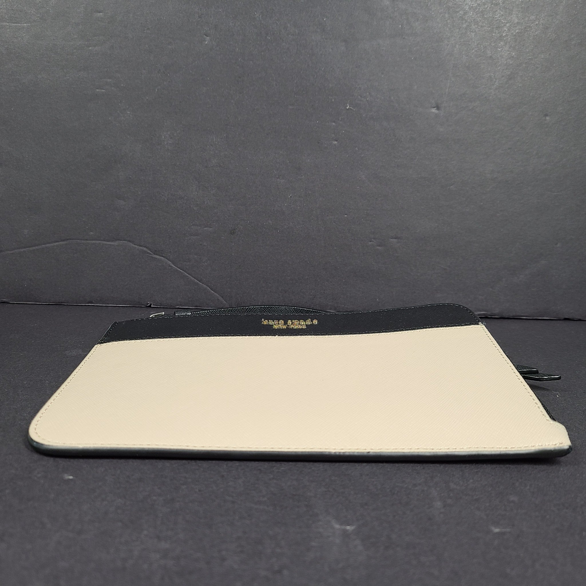 Kate Spade Lucy Colorblock Pebbled Leather Medium L-Zip Wristlet Wallet Beige