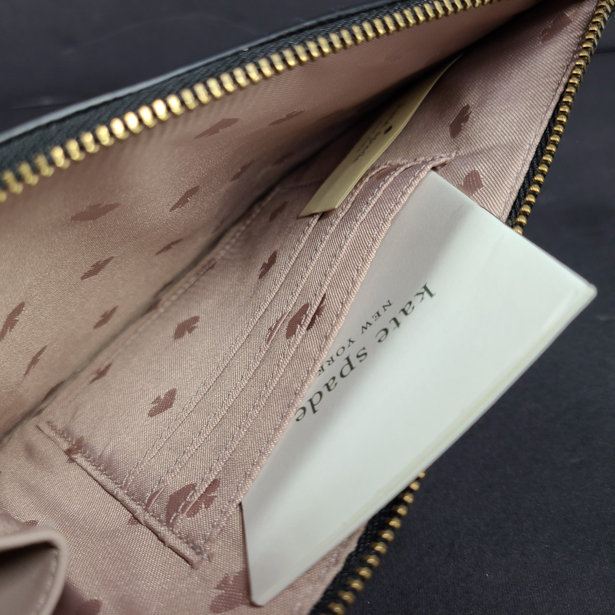 Kate Spade Lucy Colorblock Pebbled Leather Medium L-Zip Wristlet Wallet Beige