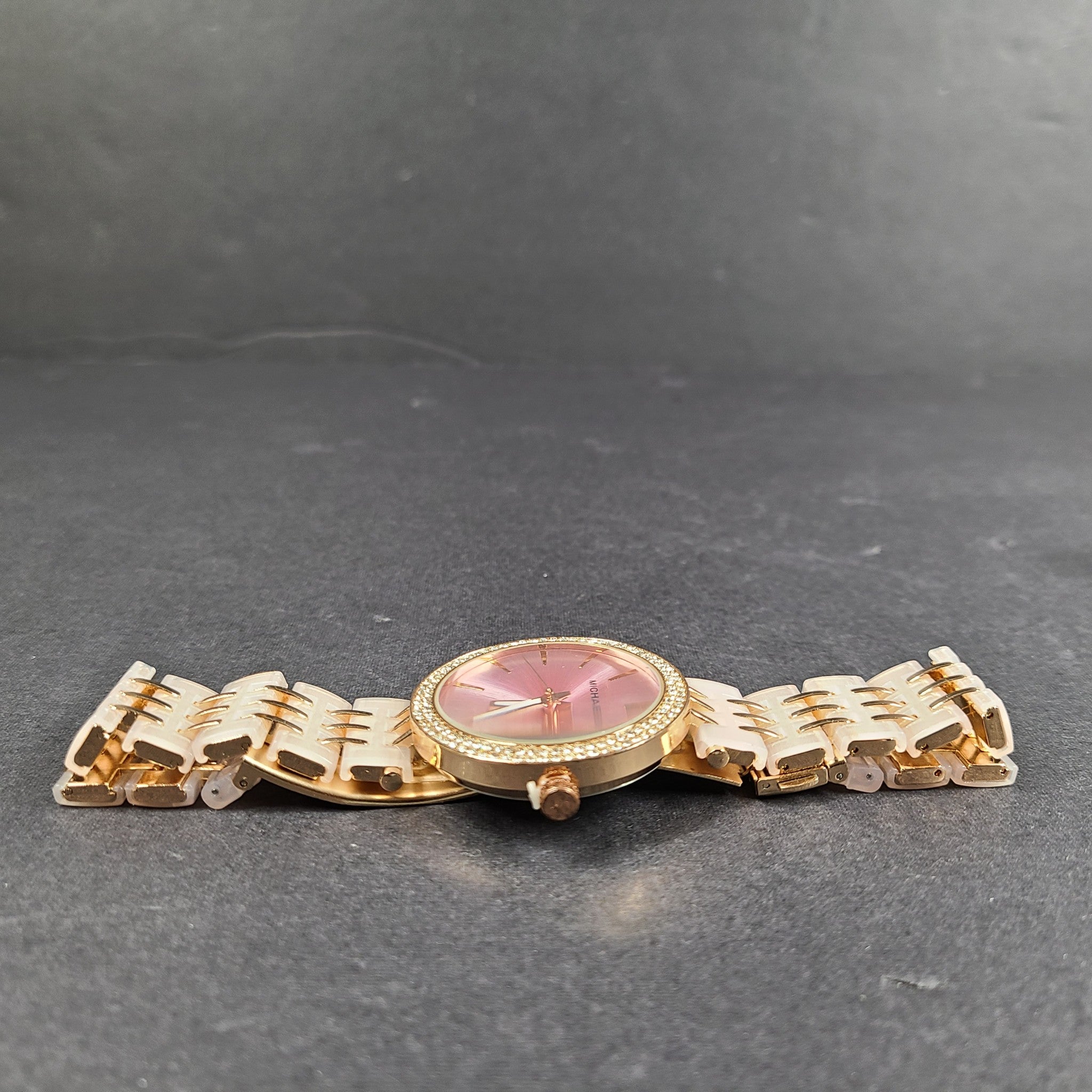 Michael Kors Darci Rose Gold Watch Blush Acetate Bracelet Pink Dial MK3728