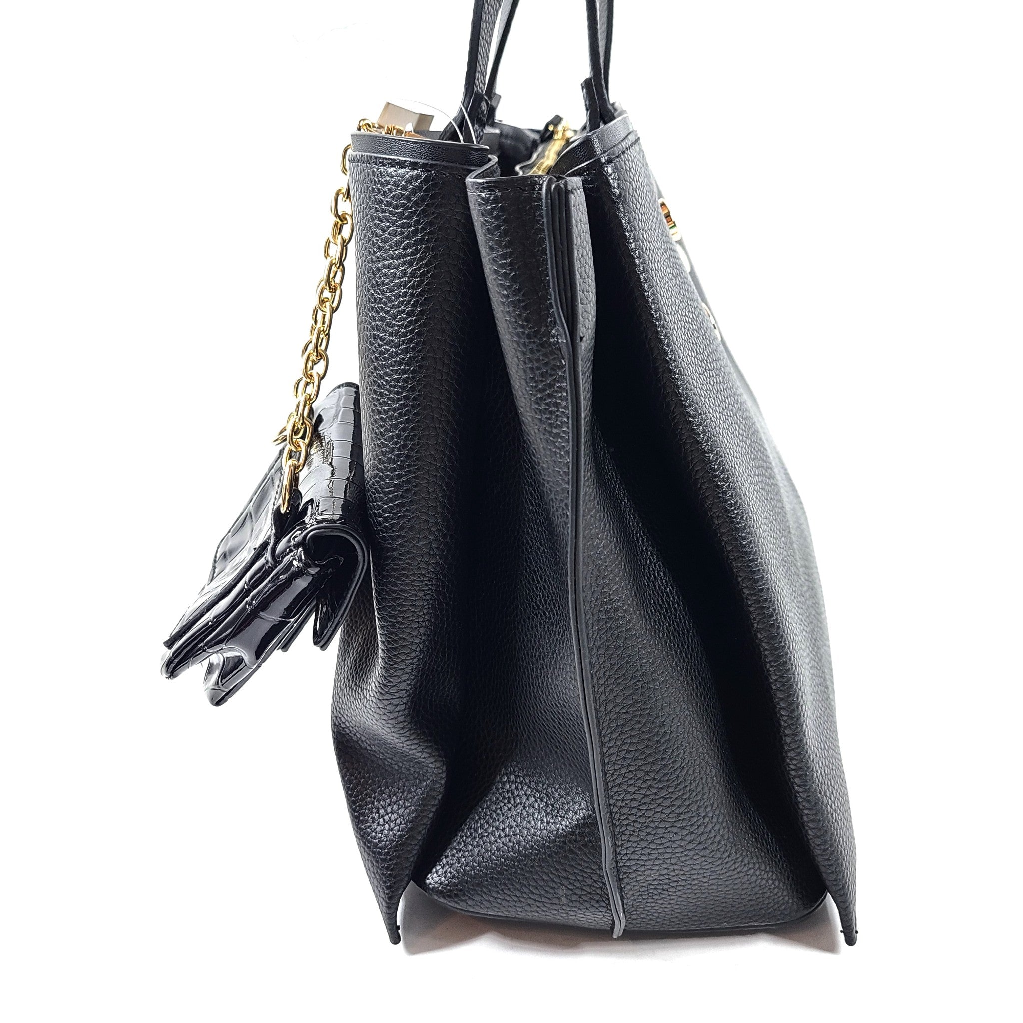 Aldo Women's Lothaytram Tote Bag Large Double Handle Faux Leather Black