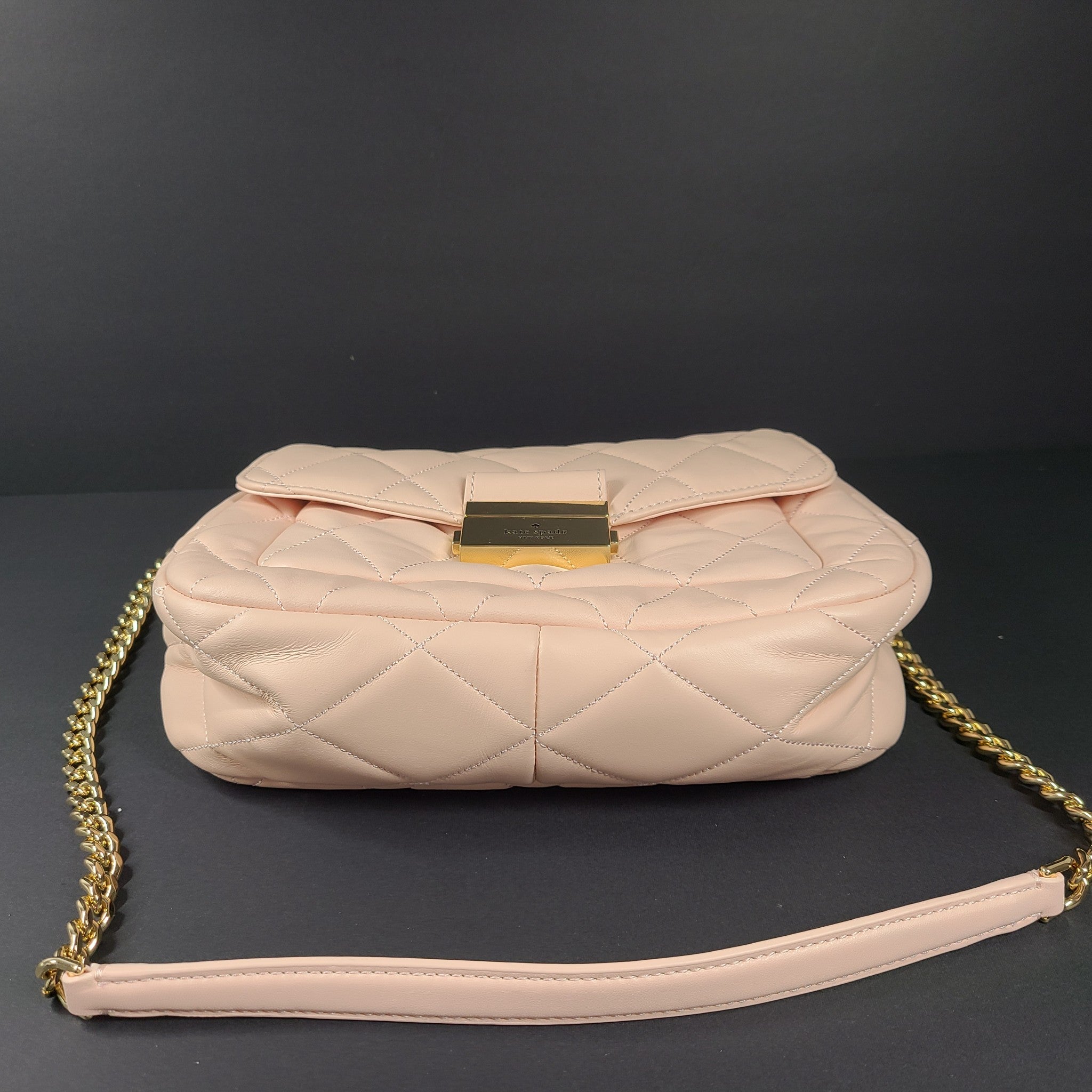 Kate Spade Carey Medium Flap Shoulder Bag Quilted Leather Crossbody Purse Pink