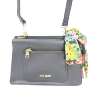 Steve Madden Bloren Vegan Leather Shoulder Crossbody Bag Floral Scarf Black