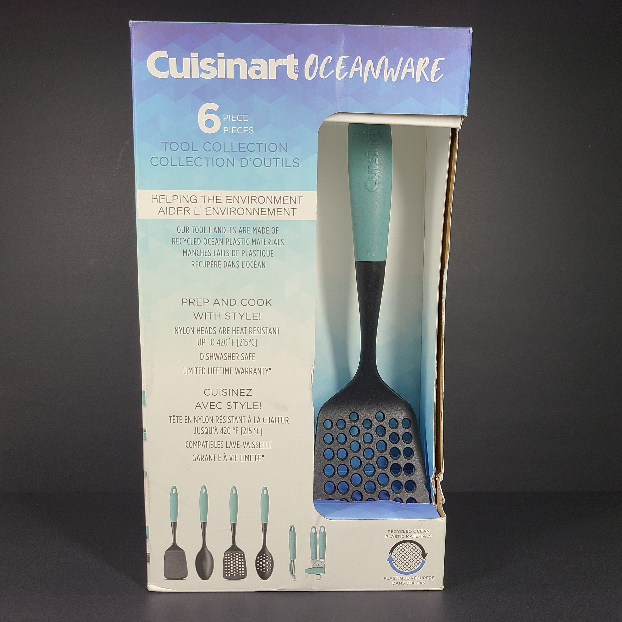 Cuisinart 6-Piece Cooking Utensil Set Oceanware Collection Kitchen Tools Teal