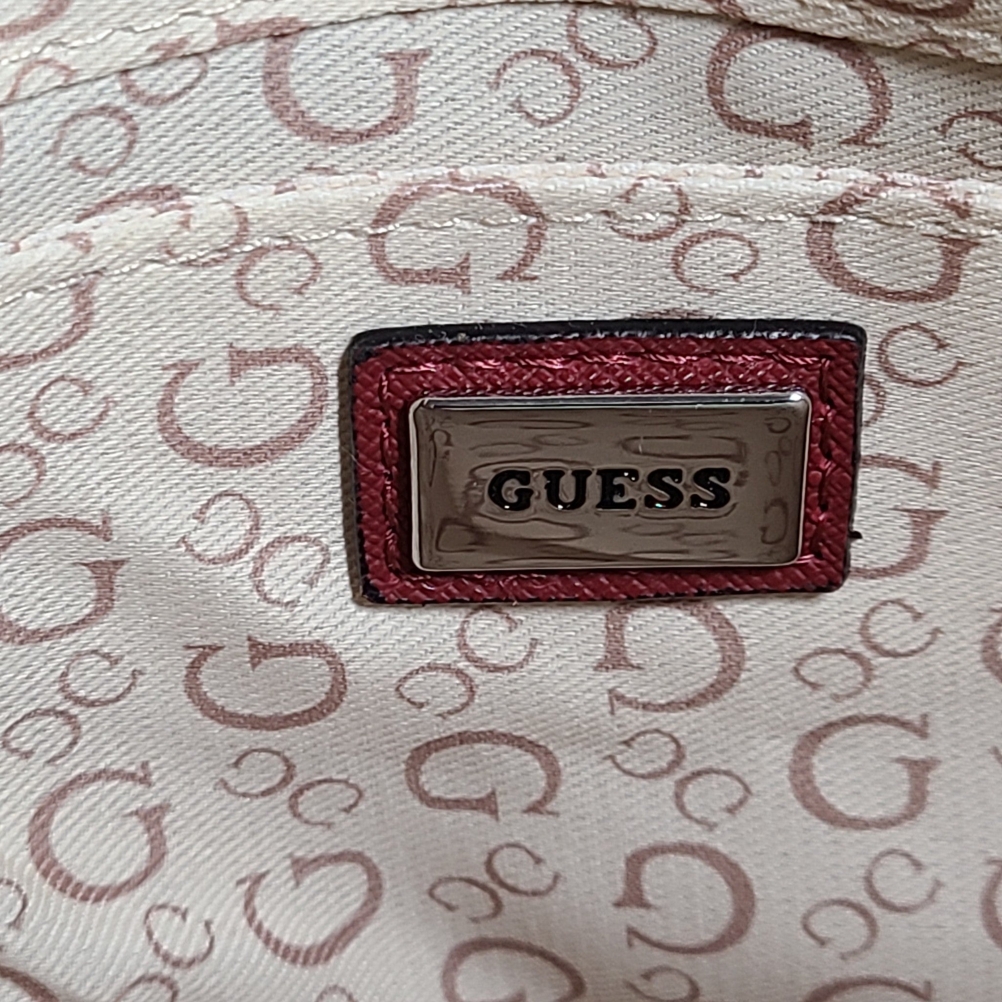GUESS Kalei Mini Double Zip Crossbody Strap Bag Top-Zip Pockets Cranberry Red