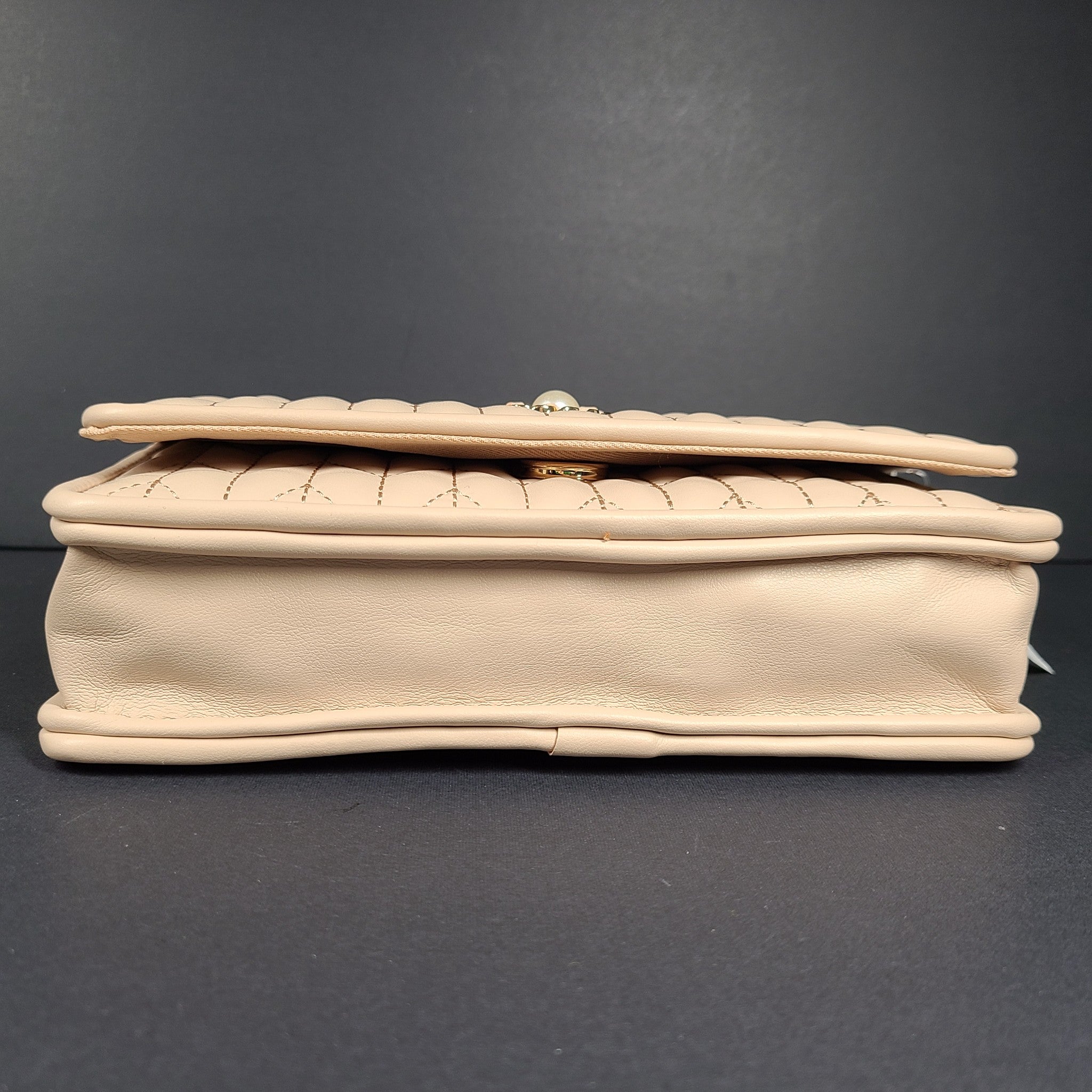 Aldo Women's Ereadia Crossbody Quilted Faux Leather Flap Bag Pearls Dusty Pink