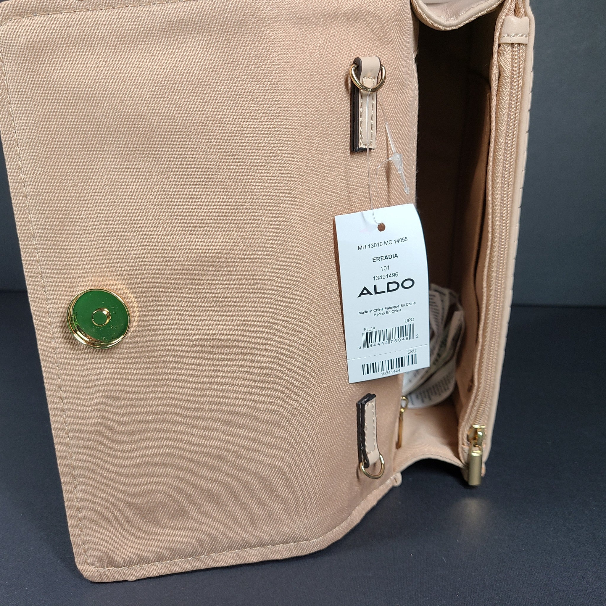 Aldo Women's Ereadia Crossbody Quilted Faux Leather Flap Bag Pearls Dusty Pink