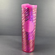 Starbucks 2022 Christmas Holiday Sangria Pink Spiral Textured Tumbler 16oz Cup