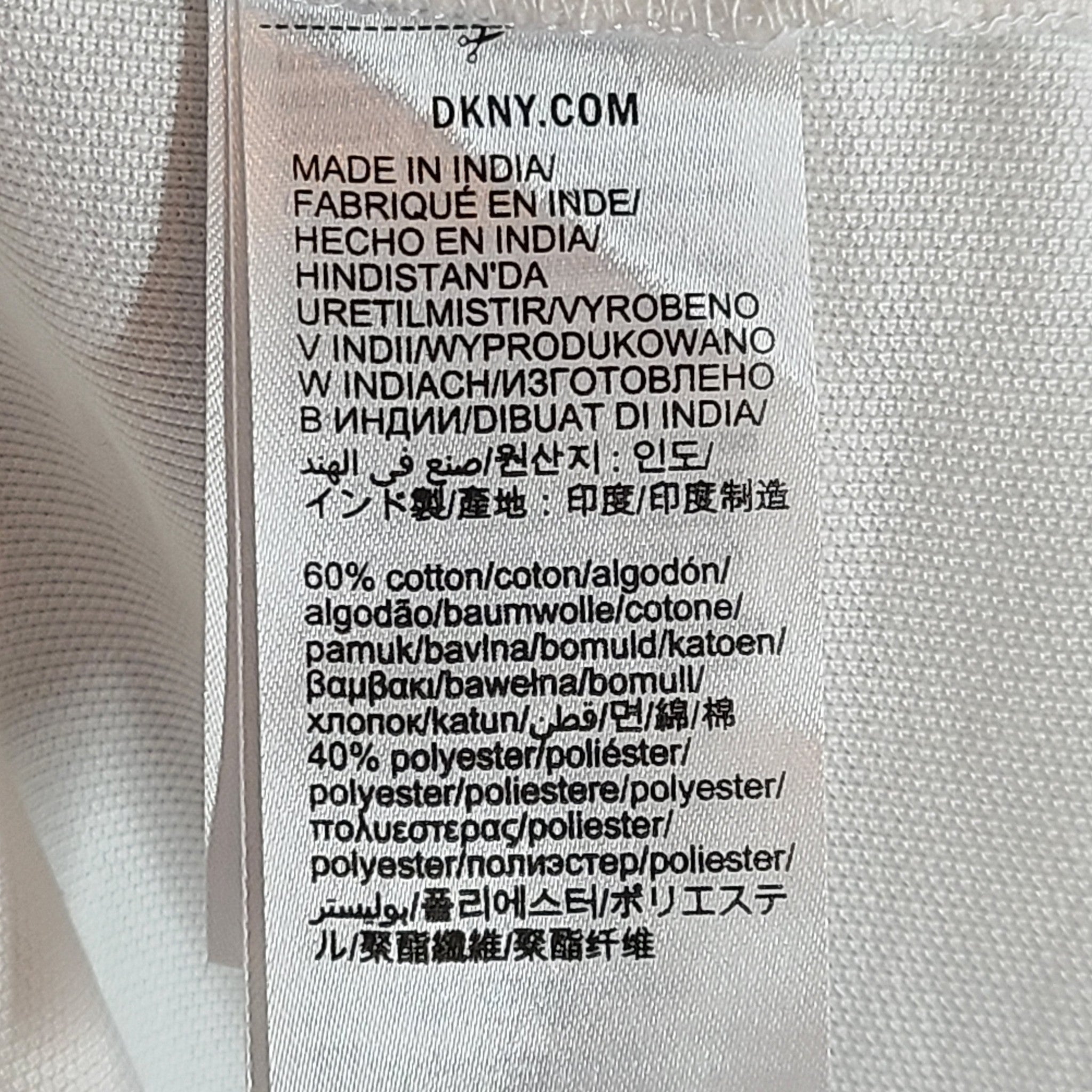 DKNY Men's Logo Print Polo Short Sleeve Cotton Blend Casual White Sz L