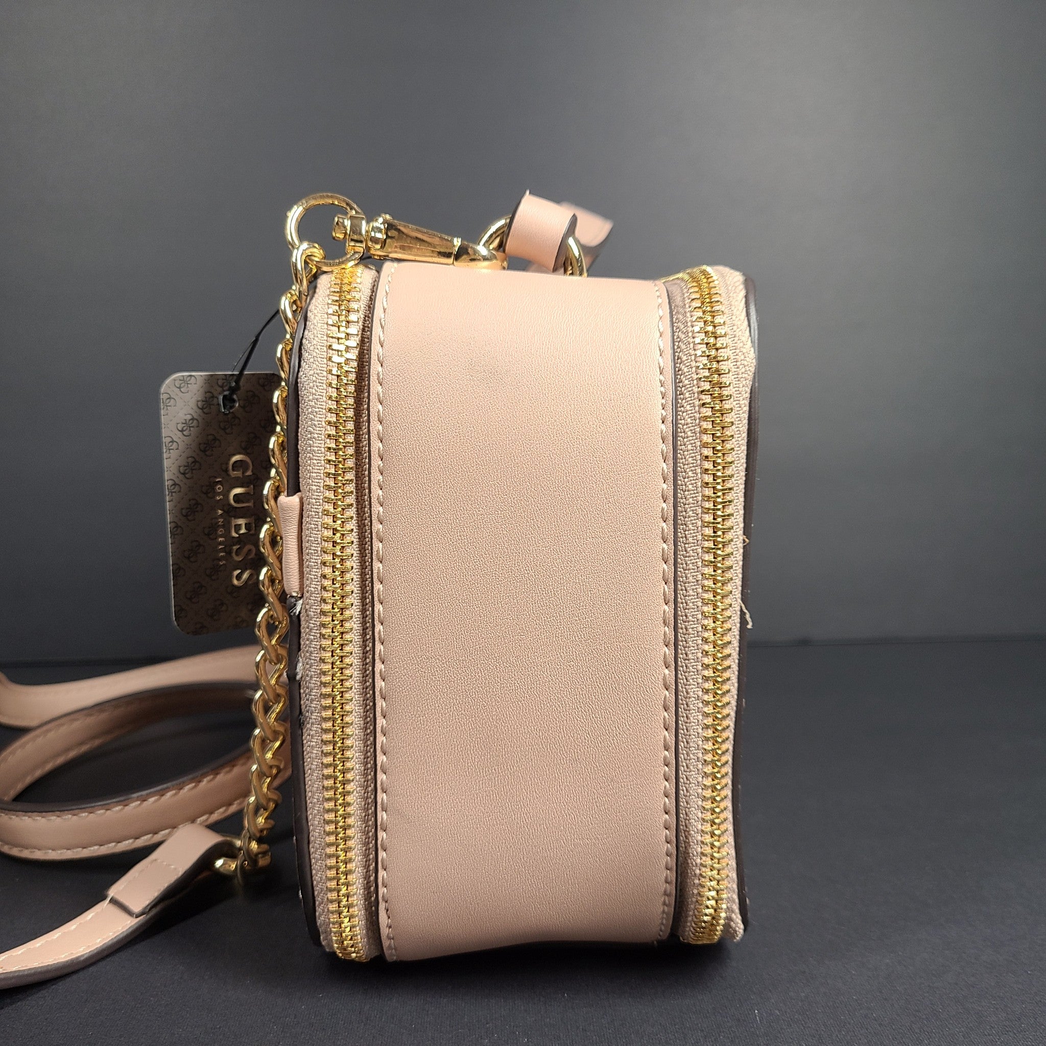 GUESS Mirabelli Quilted Mini Crossbody Strap Bag Double Top-Zip Soft Pink