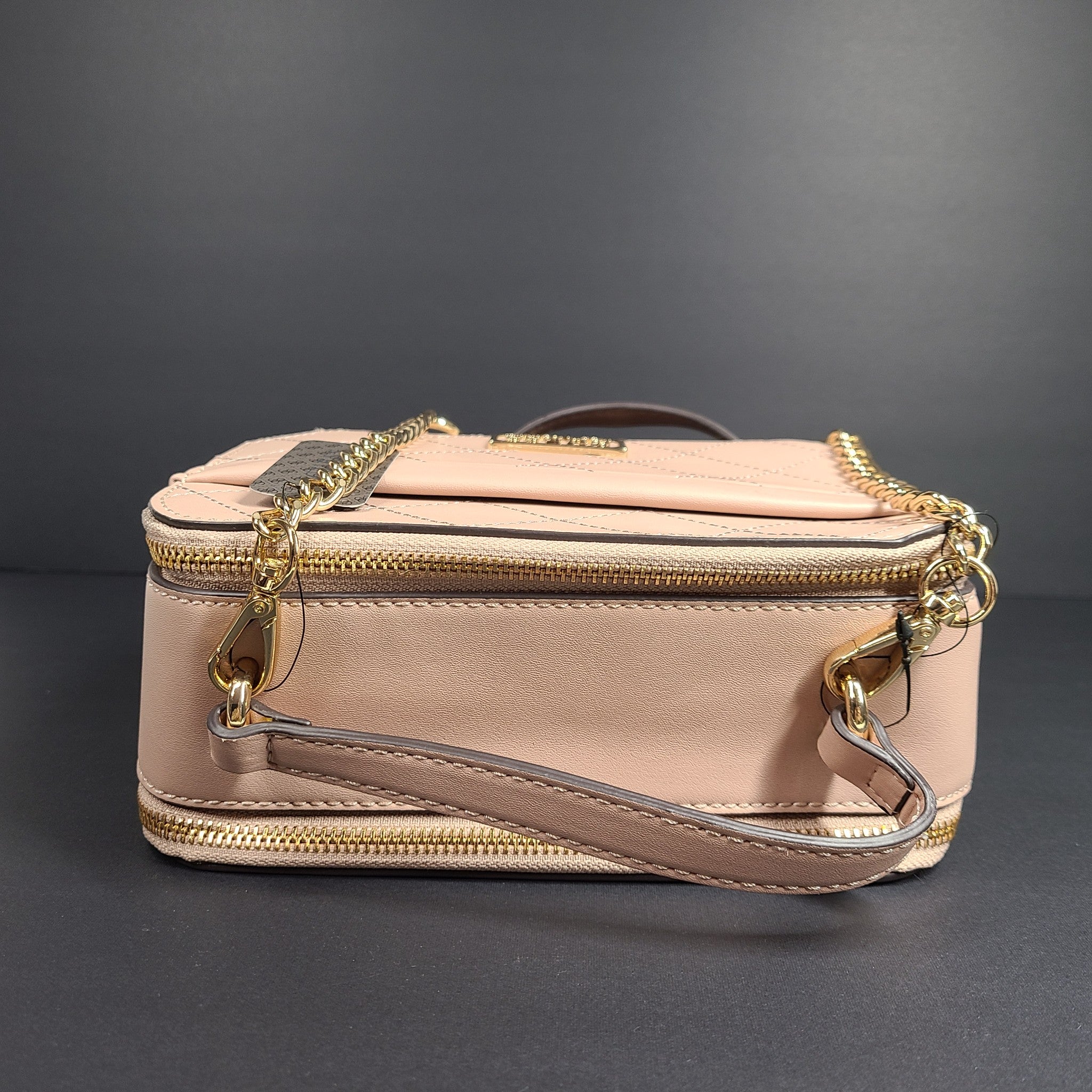 GUESS Mirabelli Quilted Mini Crossbody Strap Bag Double Top-Zip Soft Pink