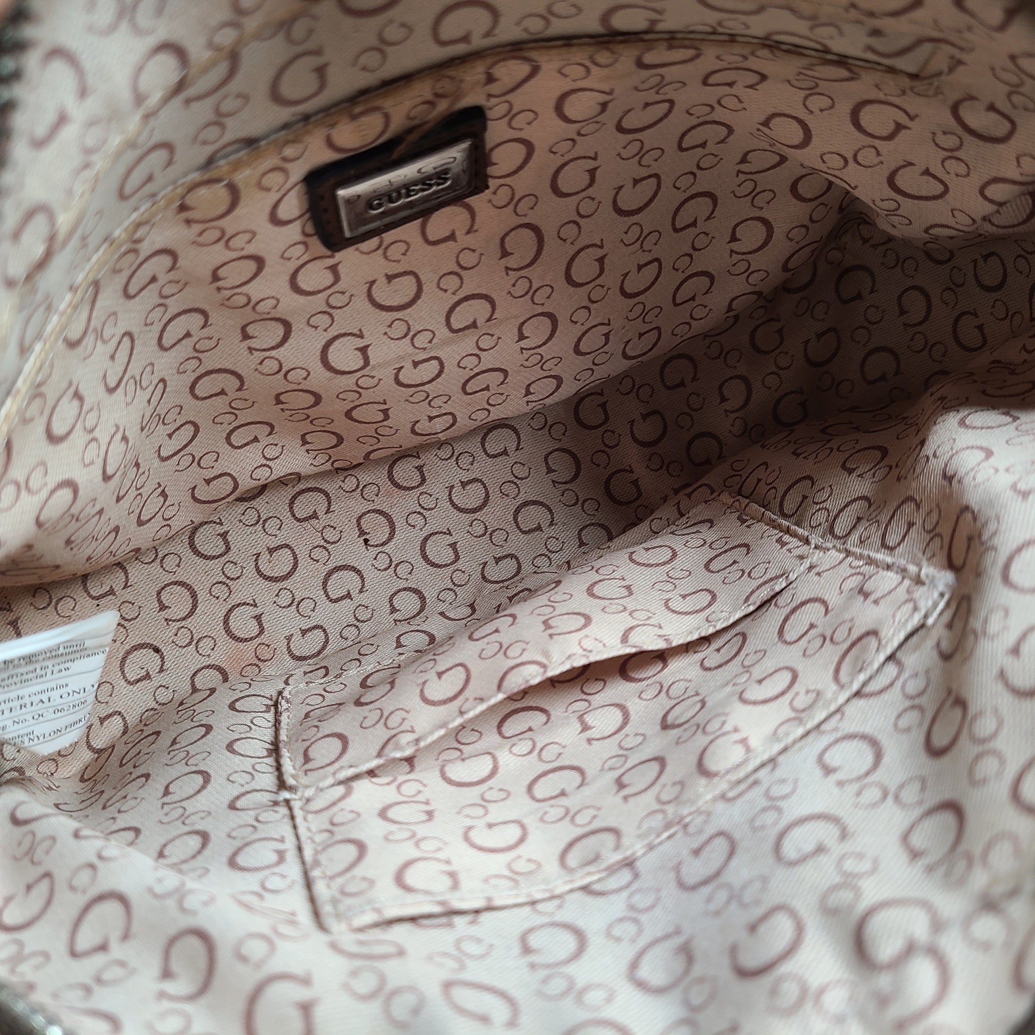 GUESS Crossbody Purse Bag Floral Print Coal Kalei Top-Zip Faux Leather Brown