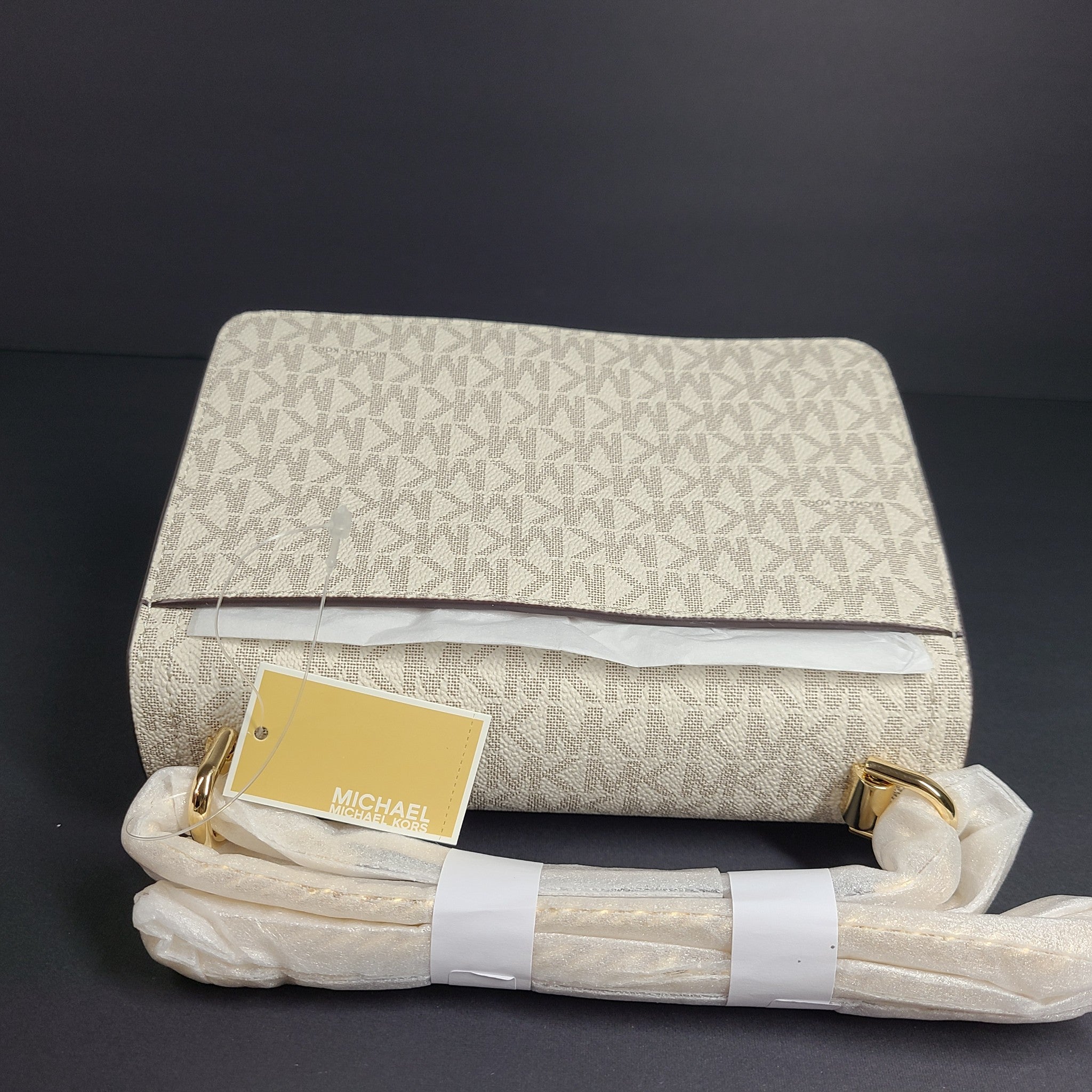 Michael Kors Heather NS Crossbody Bag Leather Monogram Vanilla Pink