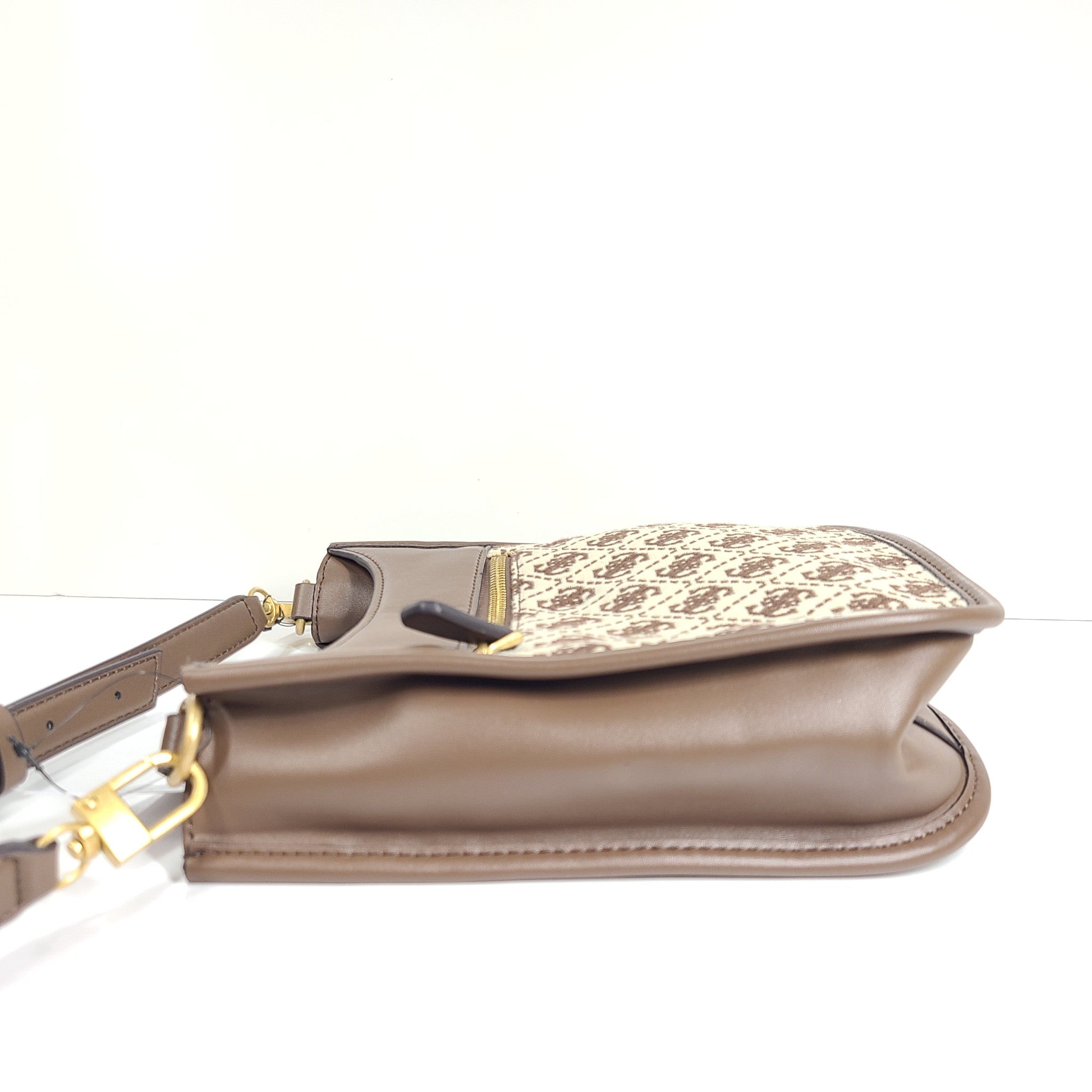 Guess Women's Katey Jacquard Mini Hobo Bag Crossbody Monogram Print Brown