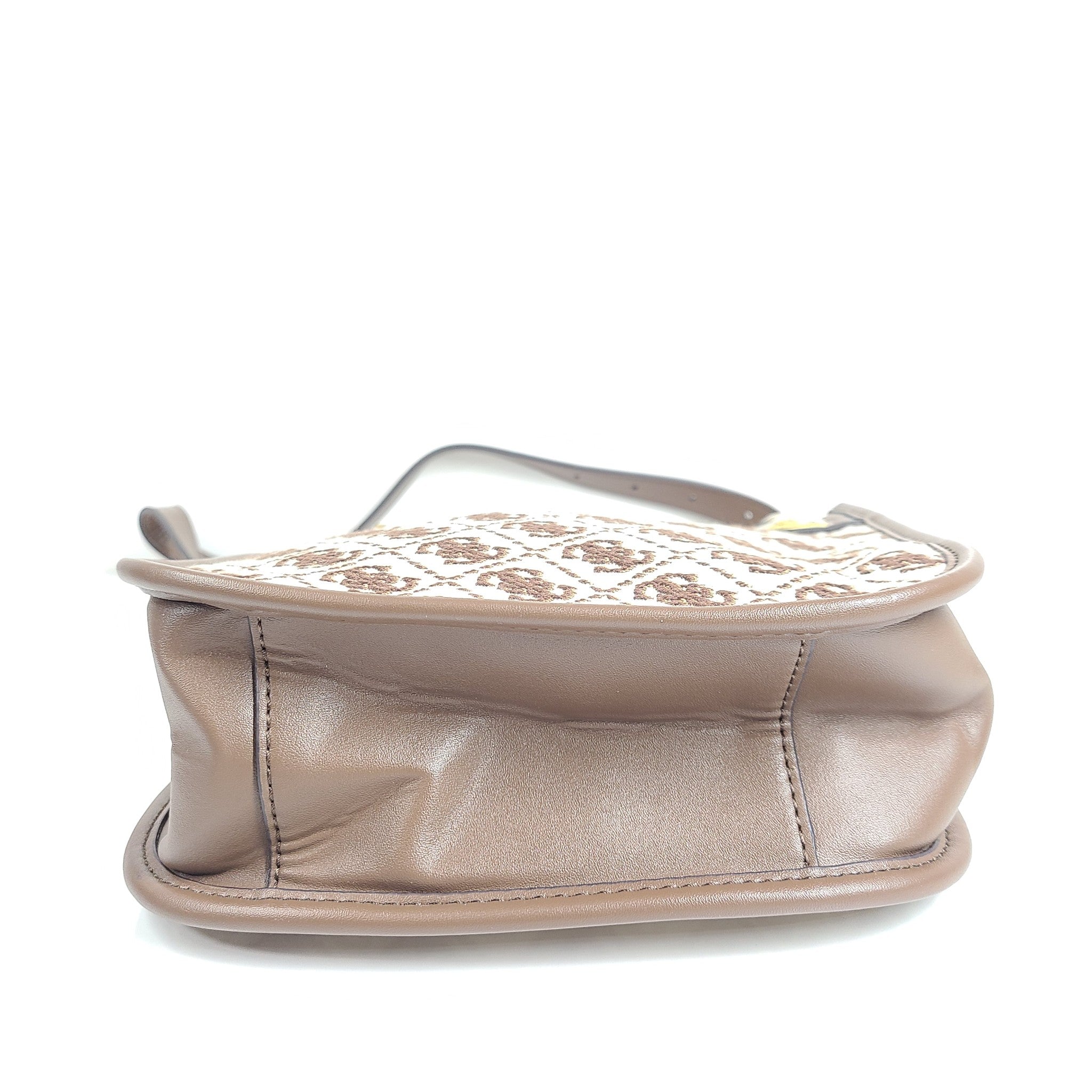 Guess Women's Katey Jacquard Mini Hobo Bag Crossbody Monogram Print Brown