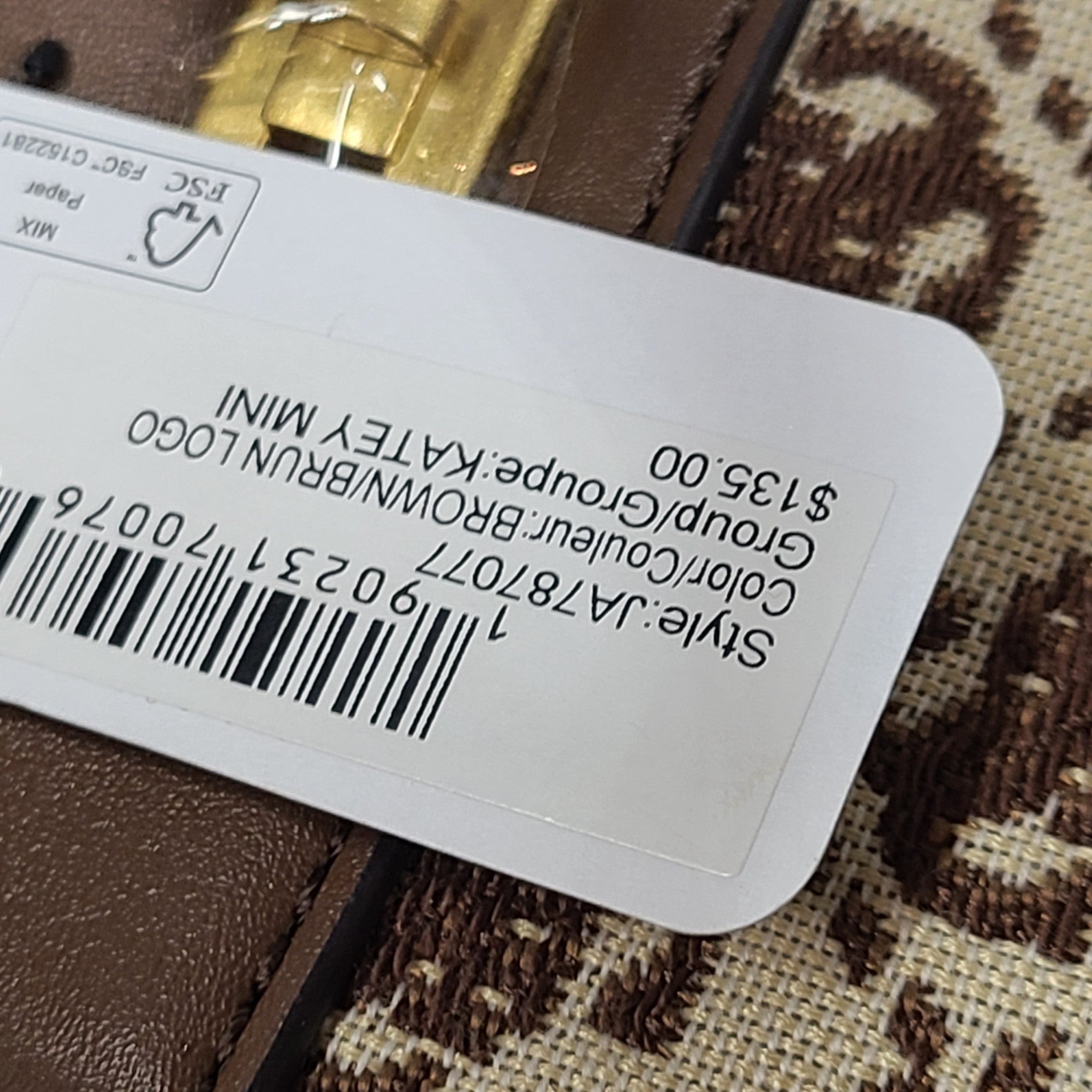 Guess Women's Katey Jacquard Mini Hobo Bag Crossbody Monogram Print Brown
