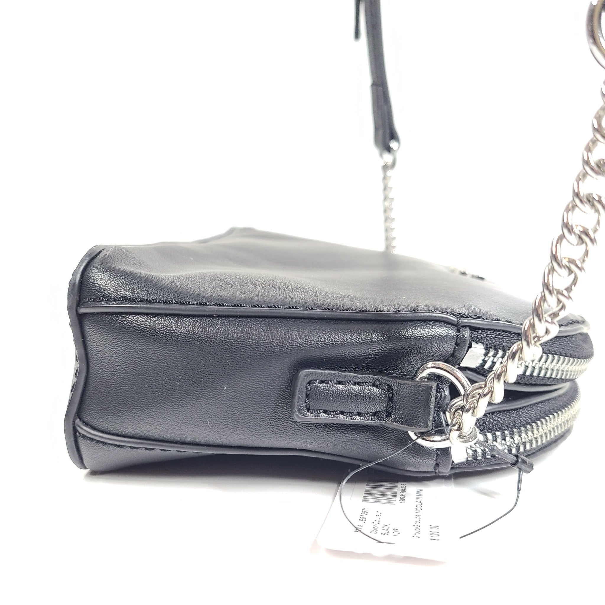 GUESS MCCLAIN Mini Crossbody Bag Top-Zip Multiple Pockets Faux Leather Black