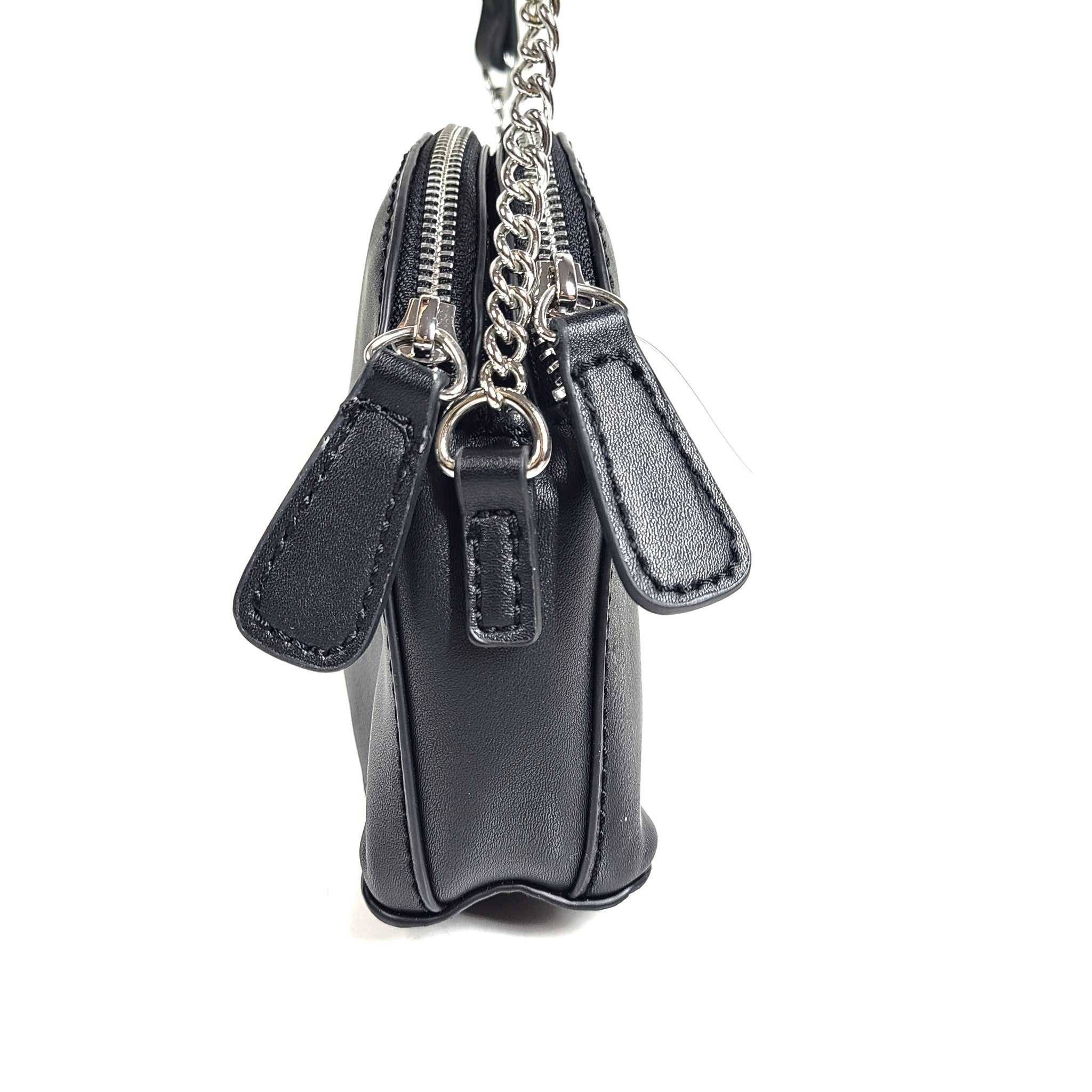 GUESS MCCLAIN Mini Crossbody Bag Top-Zip Multiple Pockets Faux Leather Black