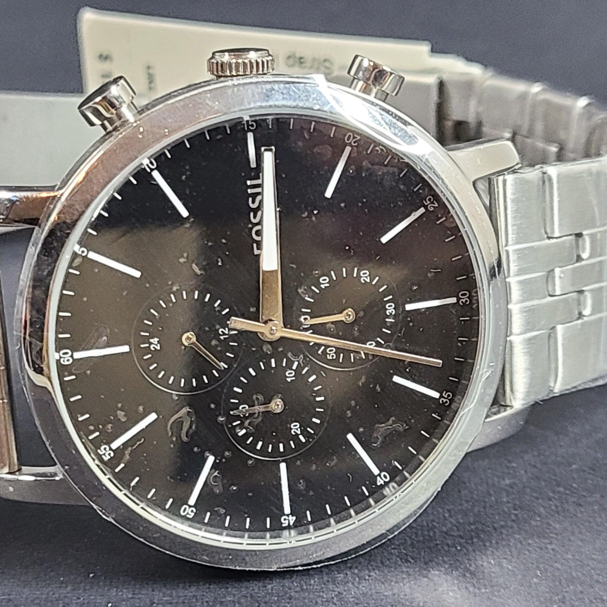 Fossil Men's Luther Chronograph Stainless Steel Watch BQ2328IE Silver Gift Box