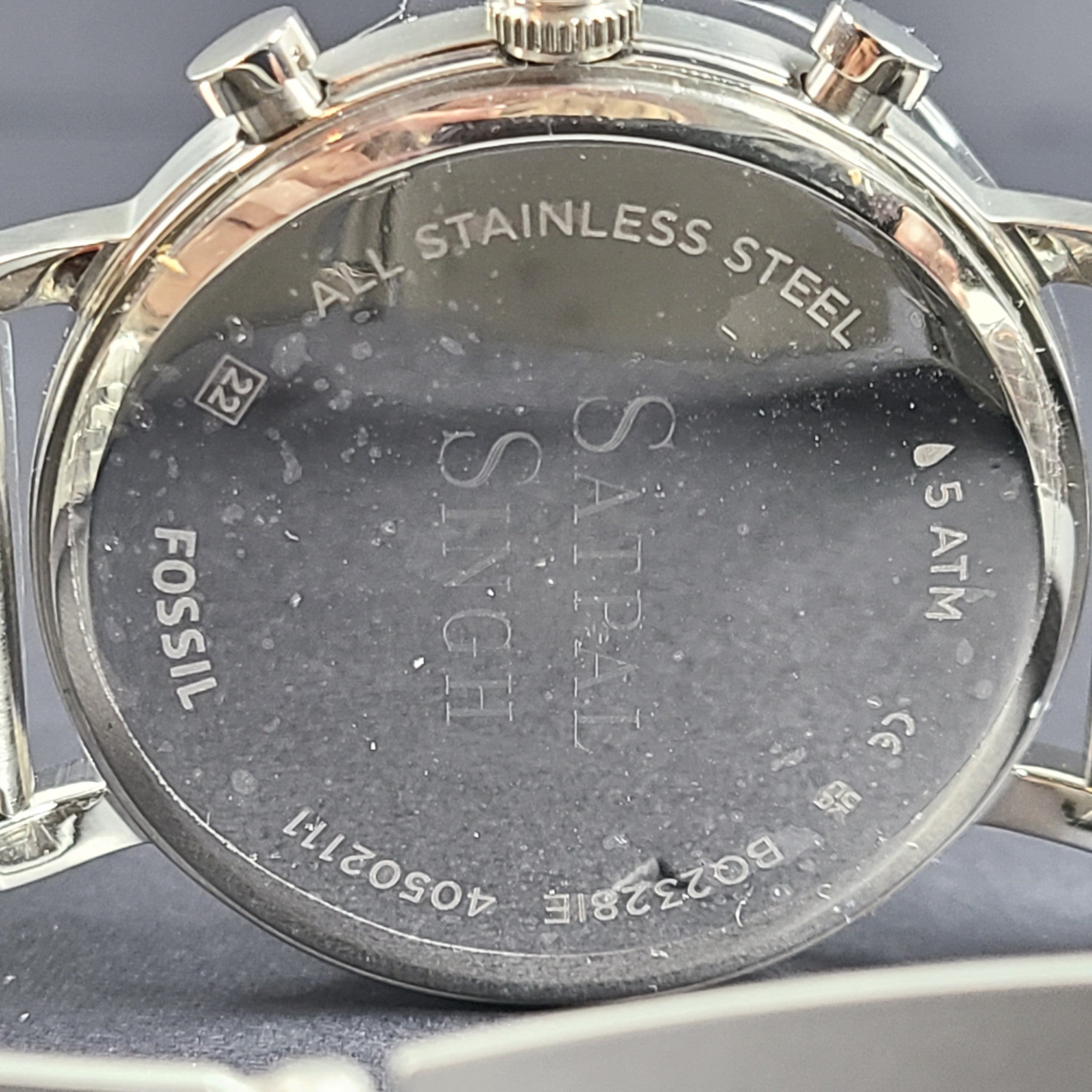 Fossil Men's Luther Chronograph Stainless Steel Watch BQ2328IE Silver Gift Box