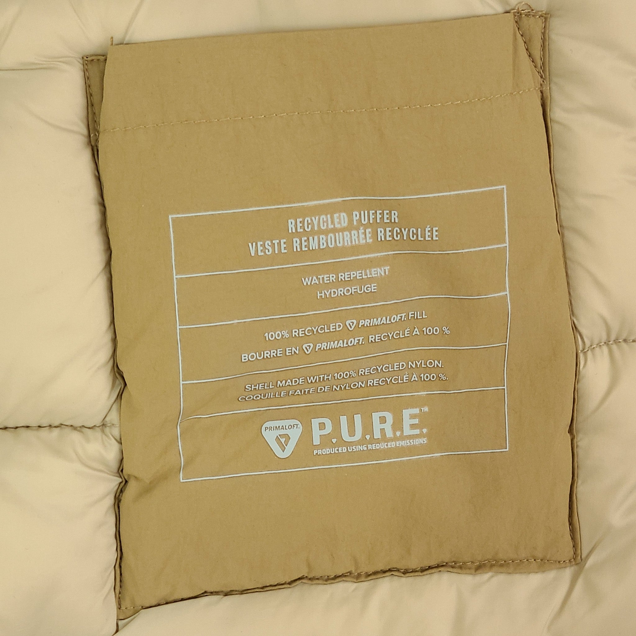 Gap Men's Recycled Big Hooded Puffer Jacket 456910 Mission Tan Size XS