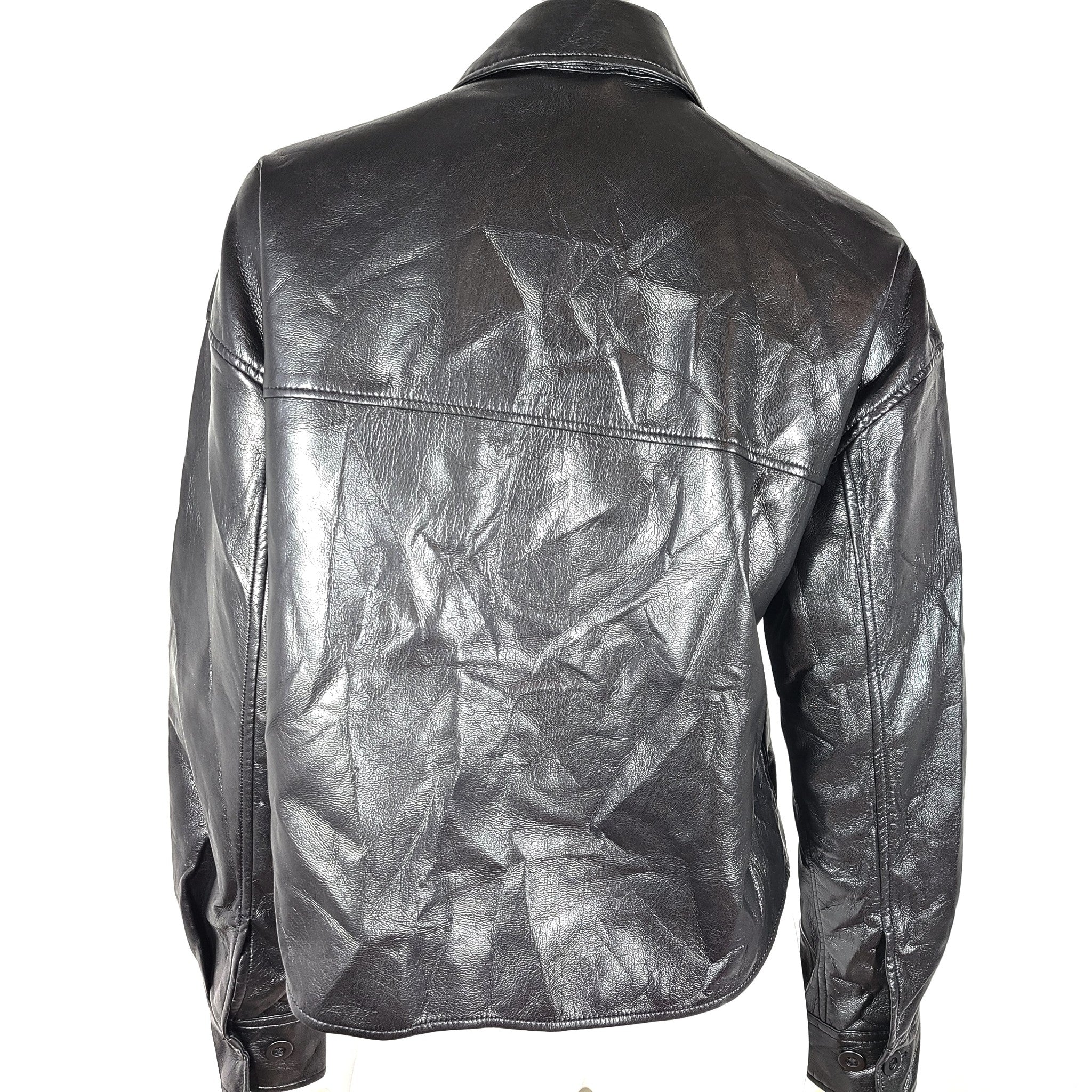 Aritzia Babaton Pelli Hip Shirt Jacket Relaxed Vegan Leather Shacket Black Sz S