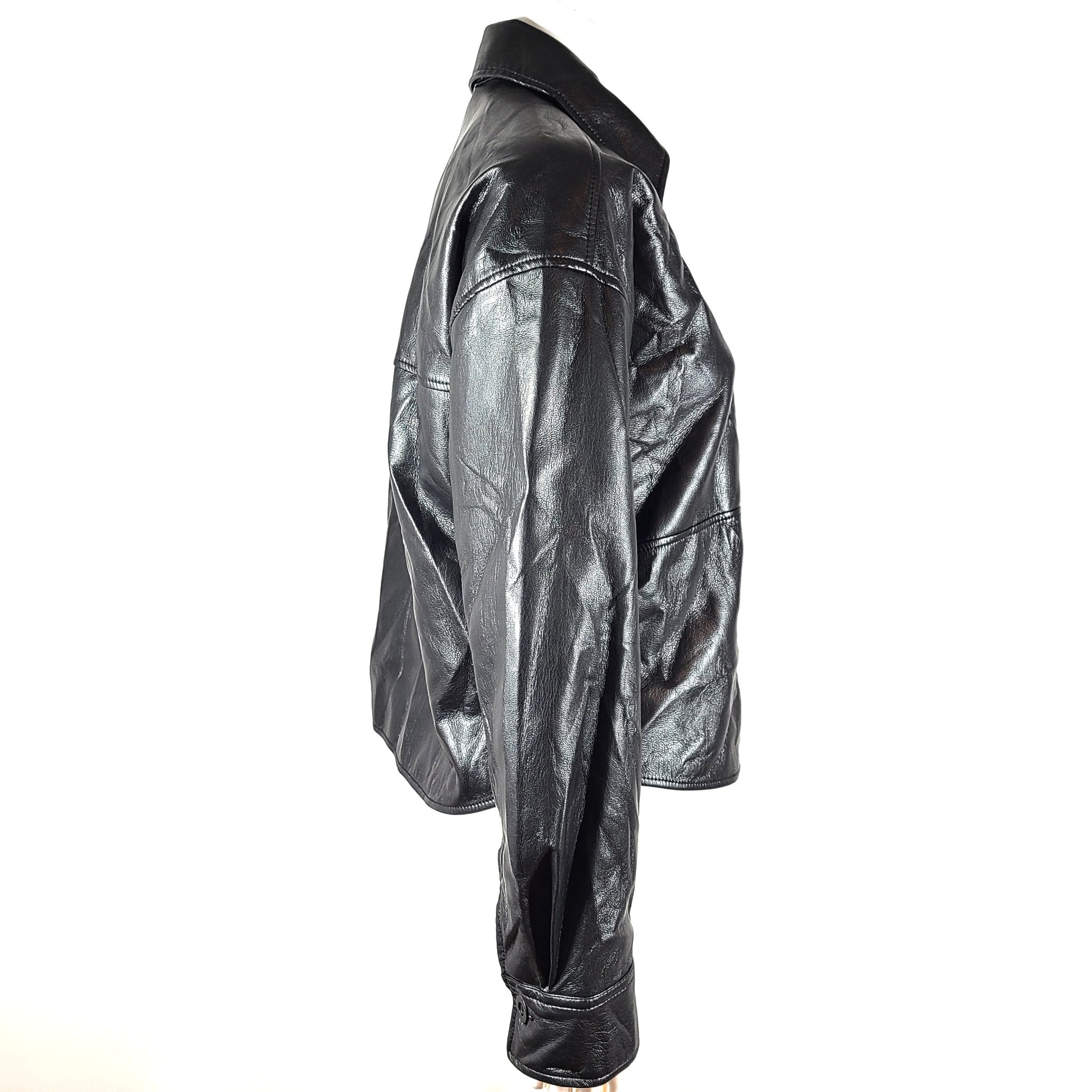 Aritzia Babaton Pelli Hip Shirt Jacket Relaxed Vegan Leather Shacket Black Sz S