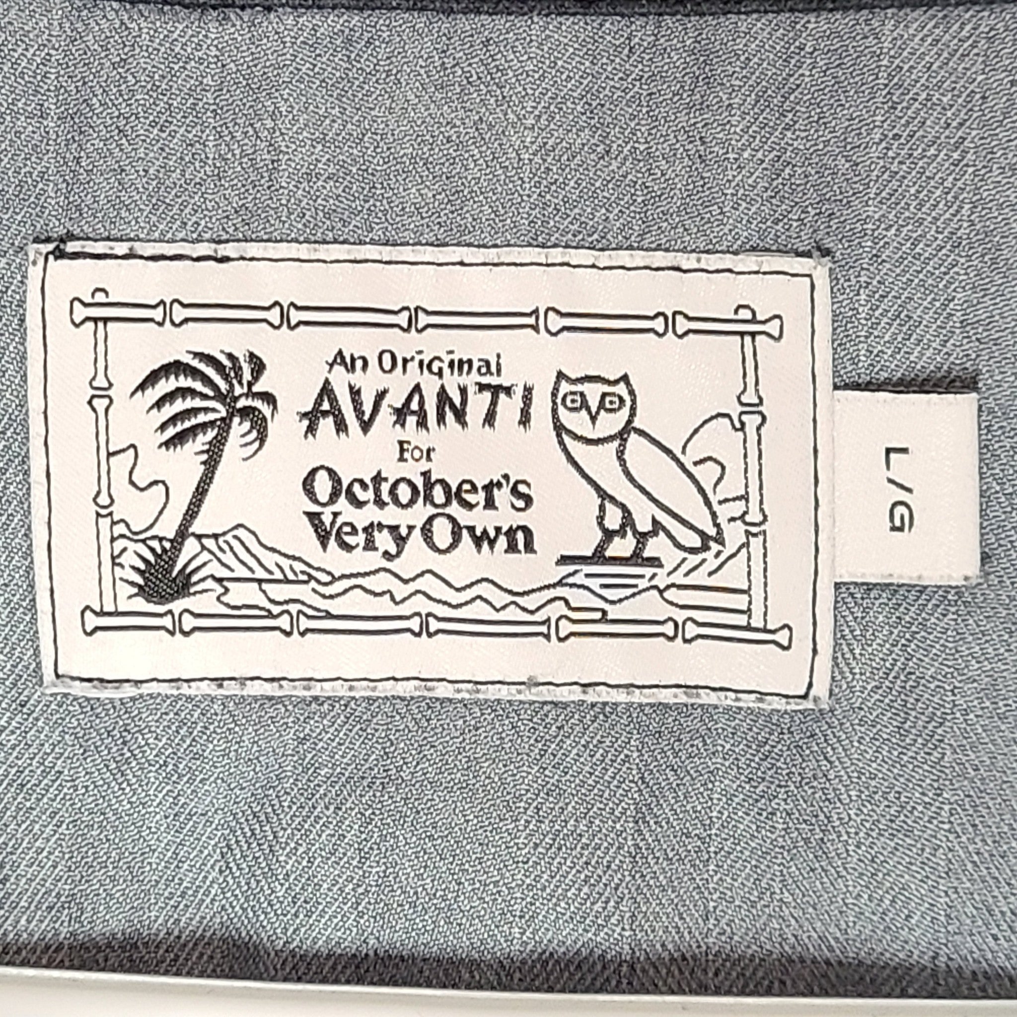 OVO x Avanti Silk Button Shirt Short Sleeve Hawaiian Owl Drake Black Sz L