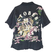 OVO x Avanti Silk Button Shirt Short Sleeve Hawaiian Owl Drake Black Sz L