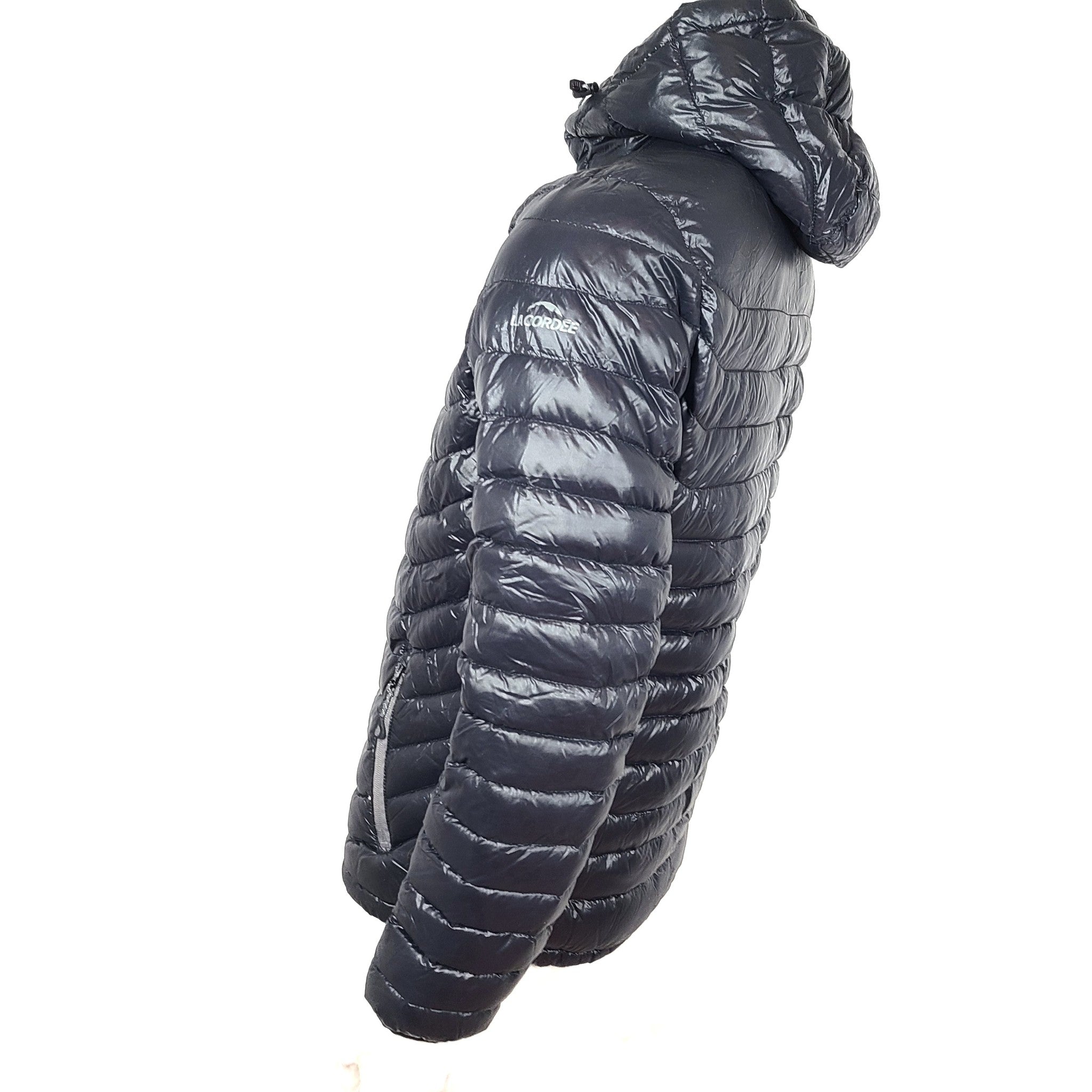 Lacordee Men's Hooded Jacket Down Nylon Filling Lightweight Black Sz S