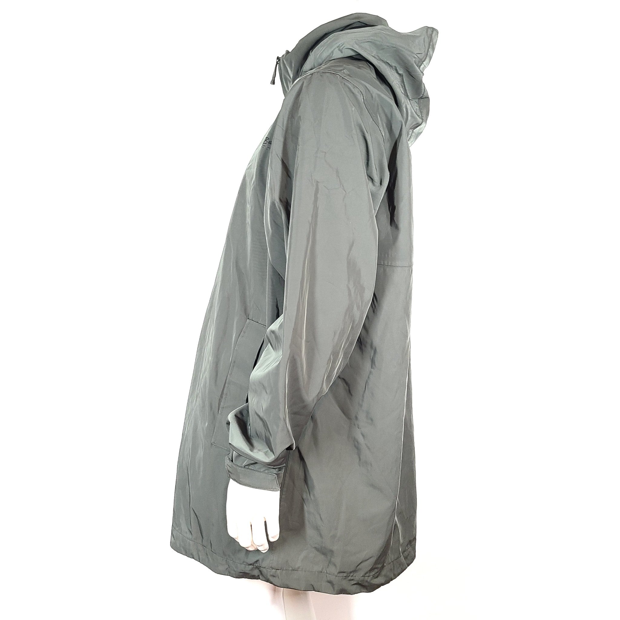 Bimini Bay Men's Mid-Length Rain Coat Jacket Windbreaker Packable Hood Green XL