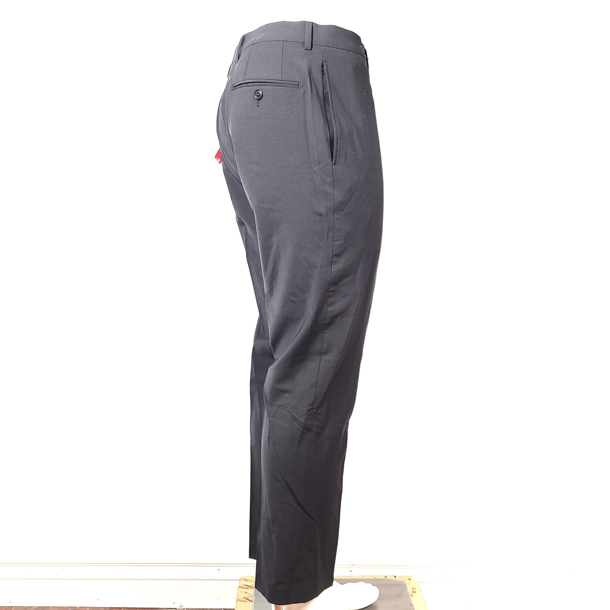 Calvin Klein Slim Fit Suit Pants Wool Black Blue Sz 33x30
