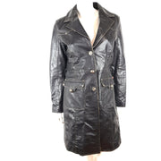 Vintage H.I.S. Jeans Women's Leather Coat Jacket Black Sz S