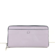 Calvin Klein Women's Leather Wallet Zip Around Silver Hardware Purple