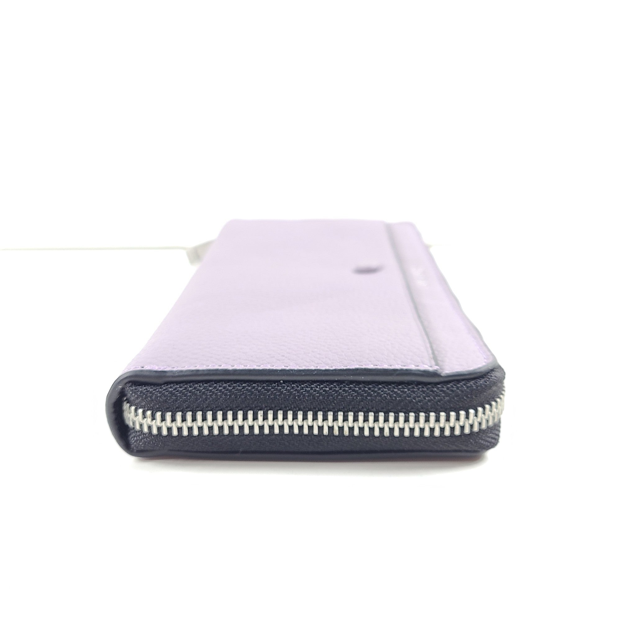 Calvin Klein Women's Leather Wallet Zip Around Silver Hardware Purple