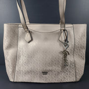 GUESS Diem Logo Tote Bag Monogram Print Shoulder Strap Rose Pink Beige Metallic