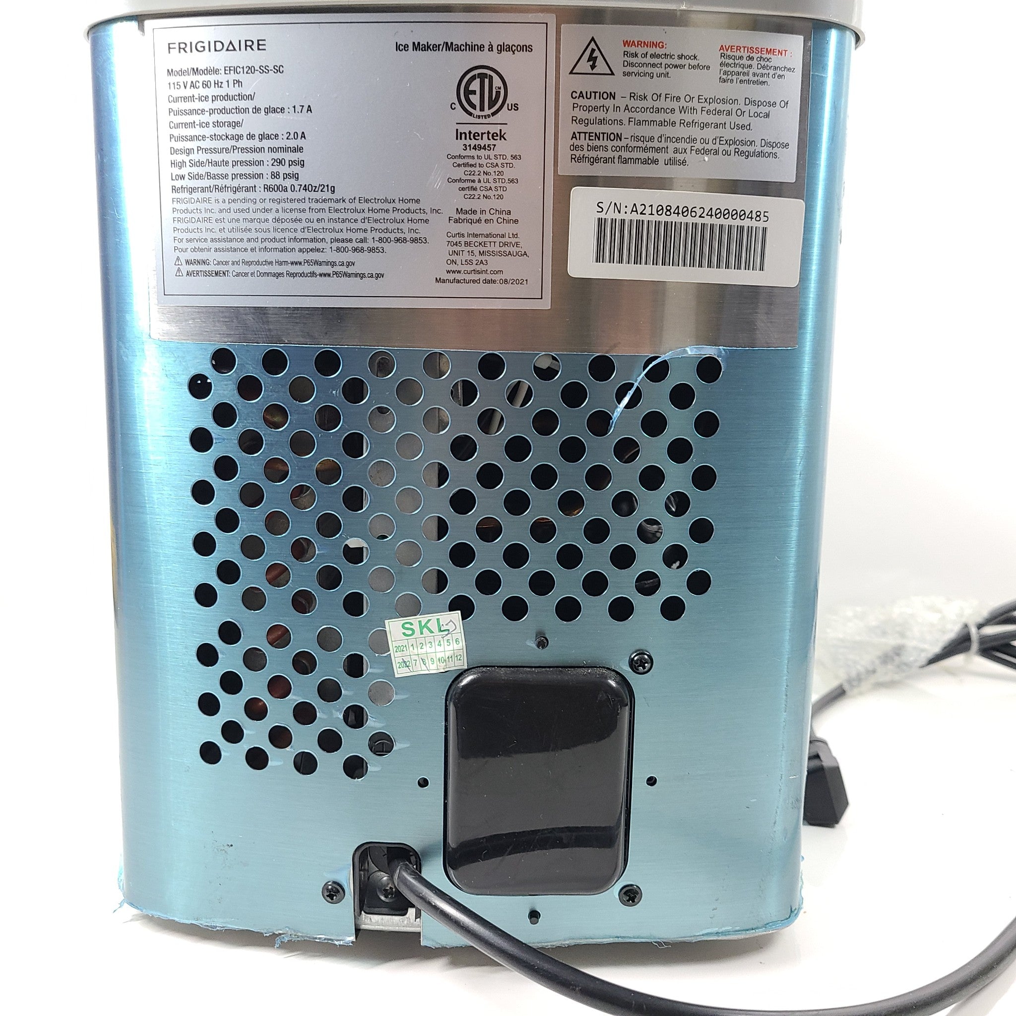 FRIGIDAIRE Self Cleaning Stainless Steel Ice Maker EFIC120-SS-SC