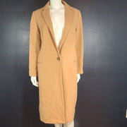 Kimchi Blue Women's Soft Coat Lapel Double Breasted Collar Beige Sz S