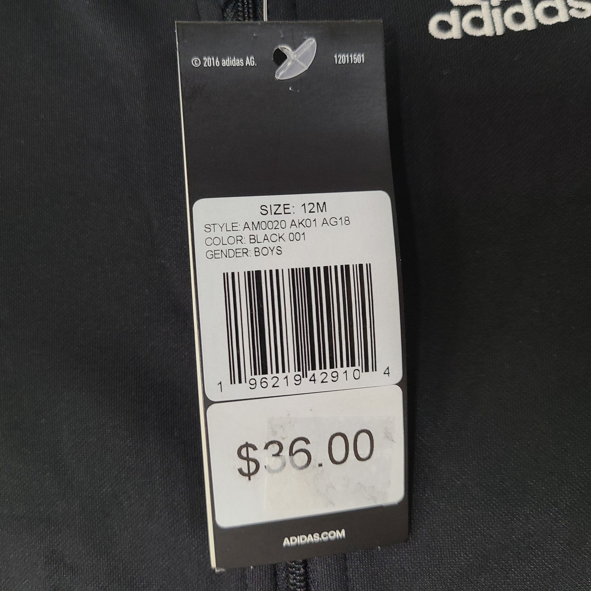 Adidas Toddler Tracksuit Full Zip Hooded Jumpsuit AM0020 Black 12 Months