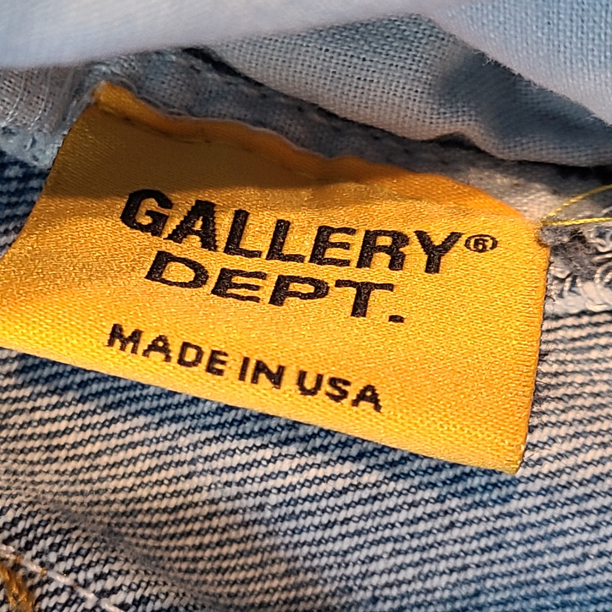 Gallery Dept Kelly 5001 Denim Jeans Straight Contrast Patches Blue 34 x 32