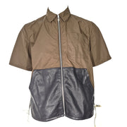 Chrome Hearts Nylon & Leather Cross Patch Zip Up Shirt "Sedated" Brown Sz M