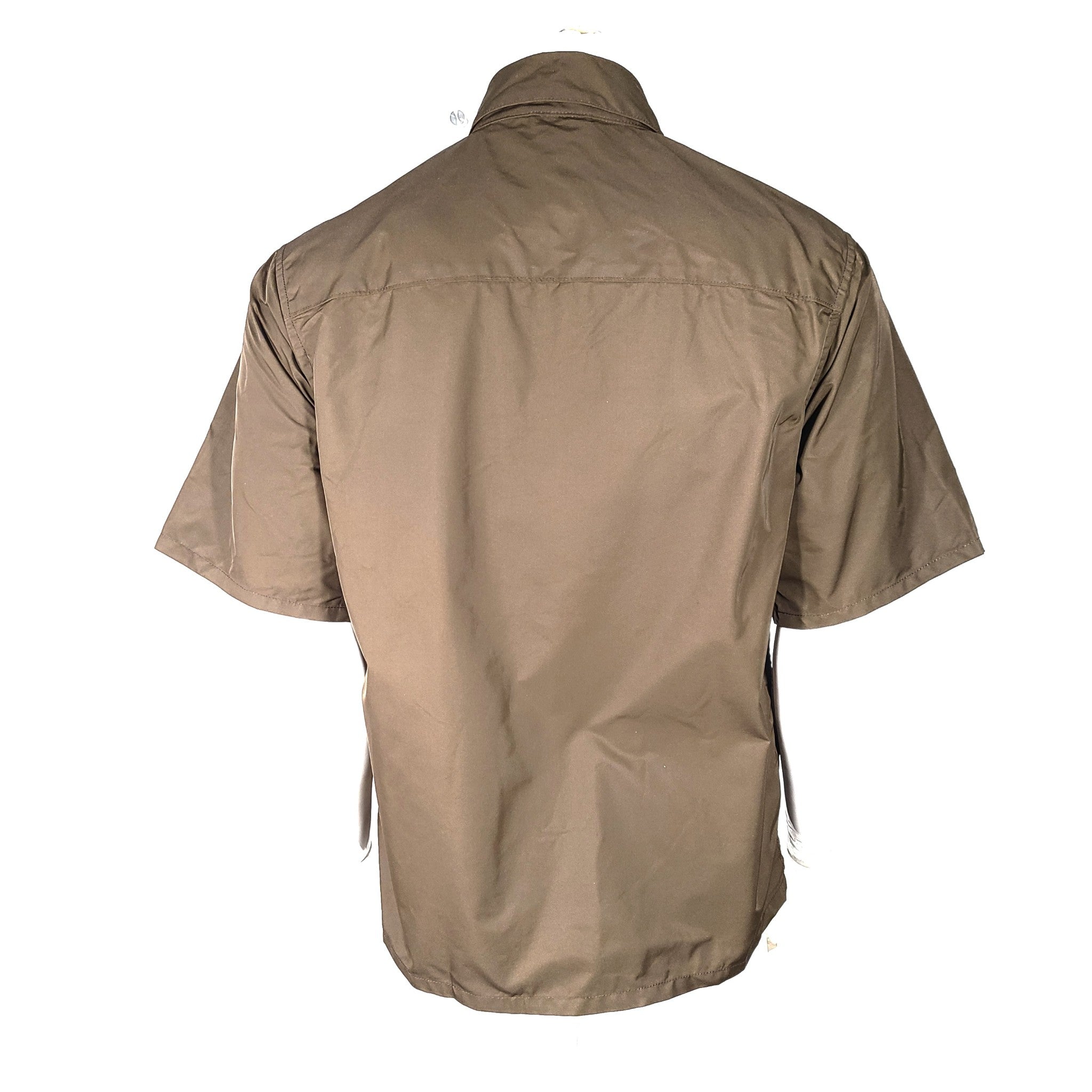 Chrome Hearts Nylon & Leather Cross Patch Zip Up Shirt "Sedated" Brown Sz M