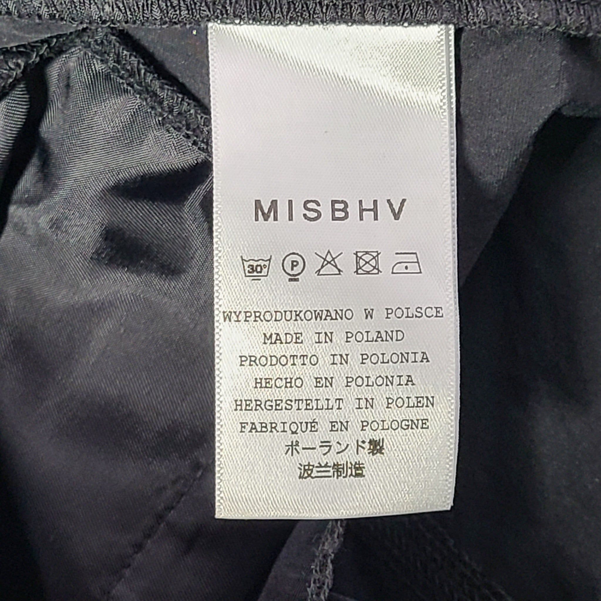 Misbhv Parachute Trousers Pants Drawstring Waistband and Cuffs Loose Fit Black L