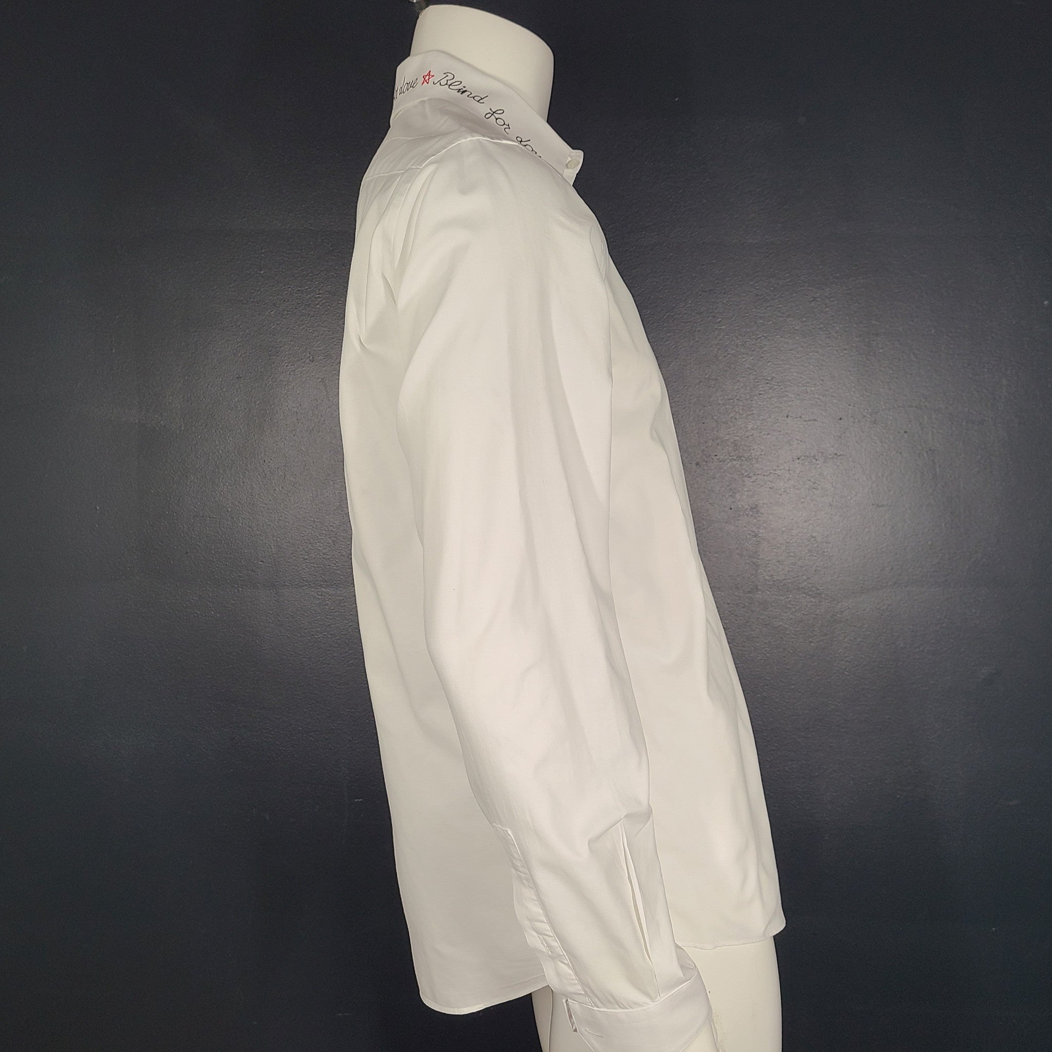 GUCCI Blind For Love Oxford Dress Shirt Embroidered Collar White US16.5 | IT42