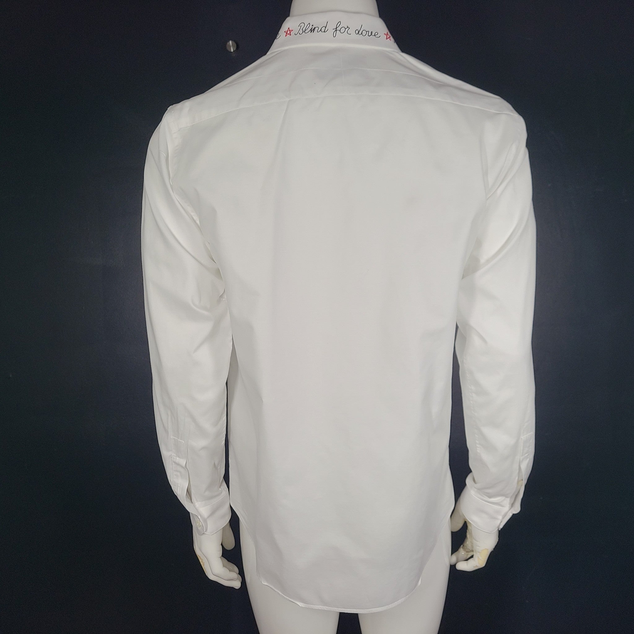 GUCCI Blind For Love Oxford Dress Shirt Embroidered Collar White US16.5 | IT42
