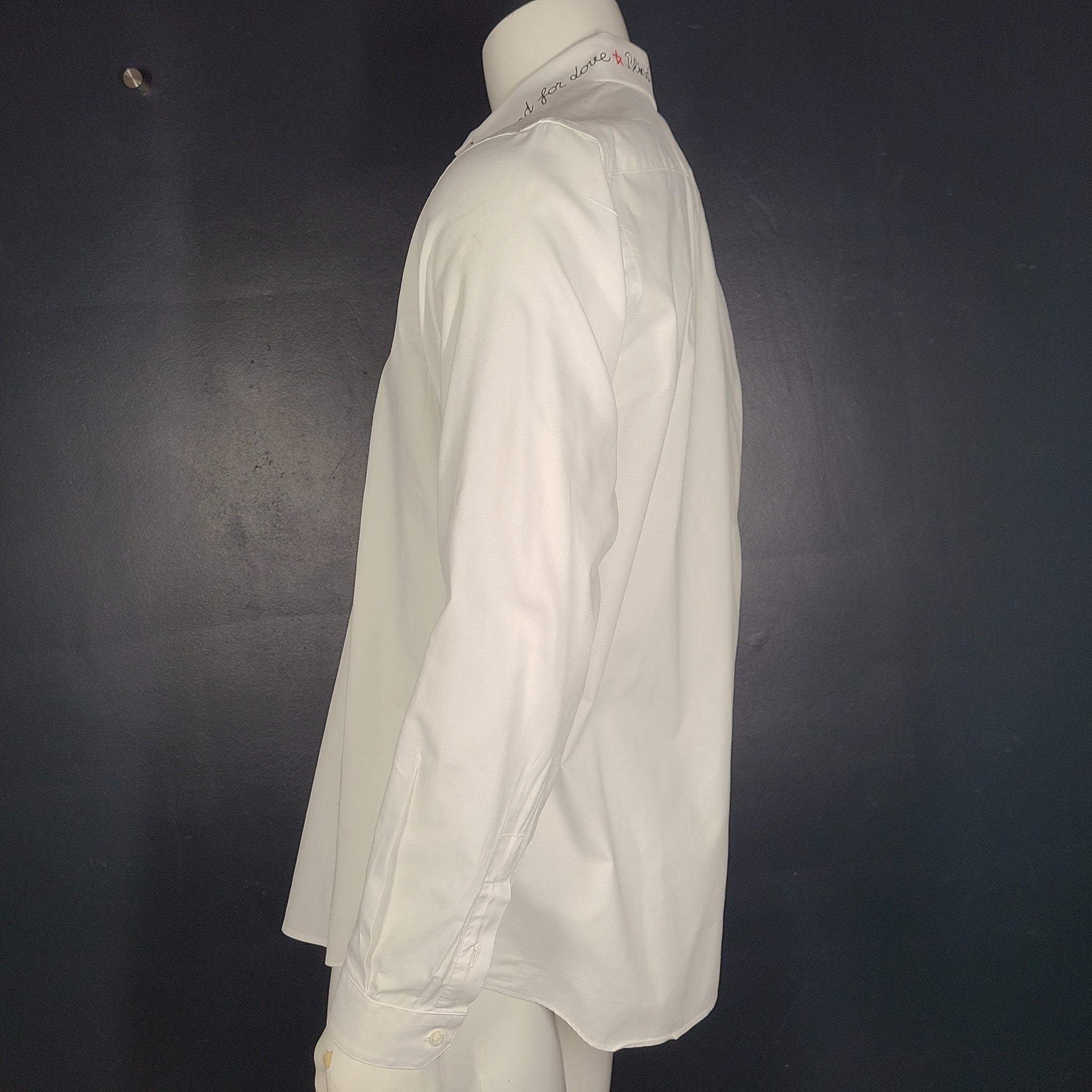 GUCCI Blind For Love Oxford Dress Shirt Embroidered Collar White US16.5 | IT42