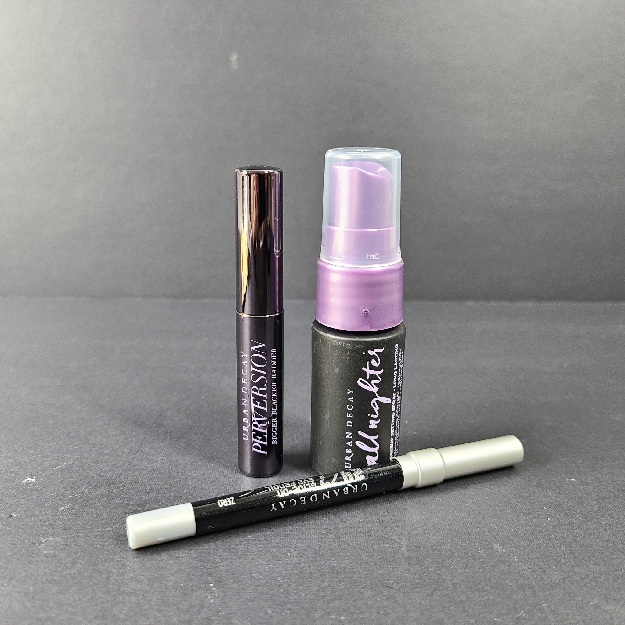 3 Pc Urban Decay Stoned Vibes Travel Makeup Kit Setting Spray, Mascara, Eyeliner