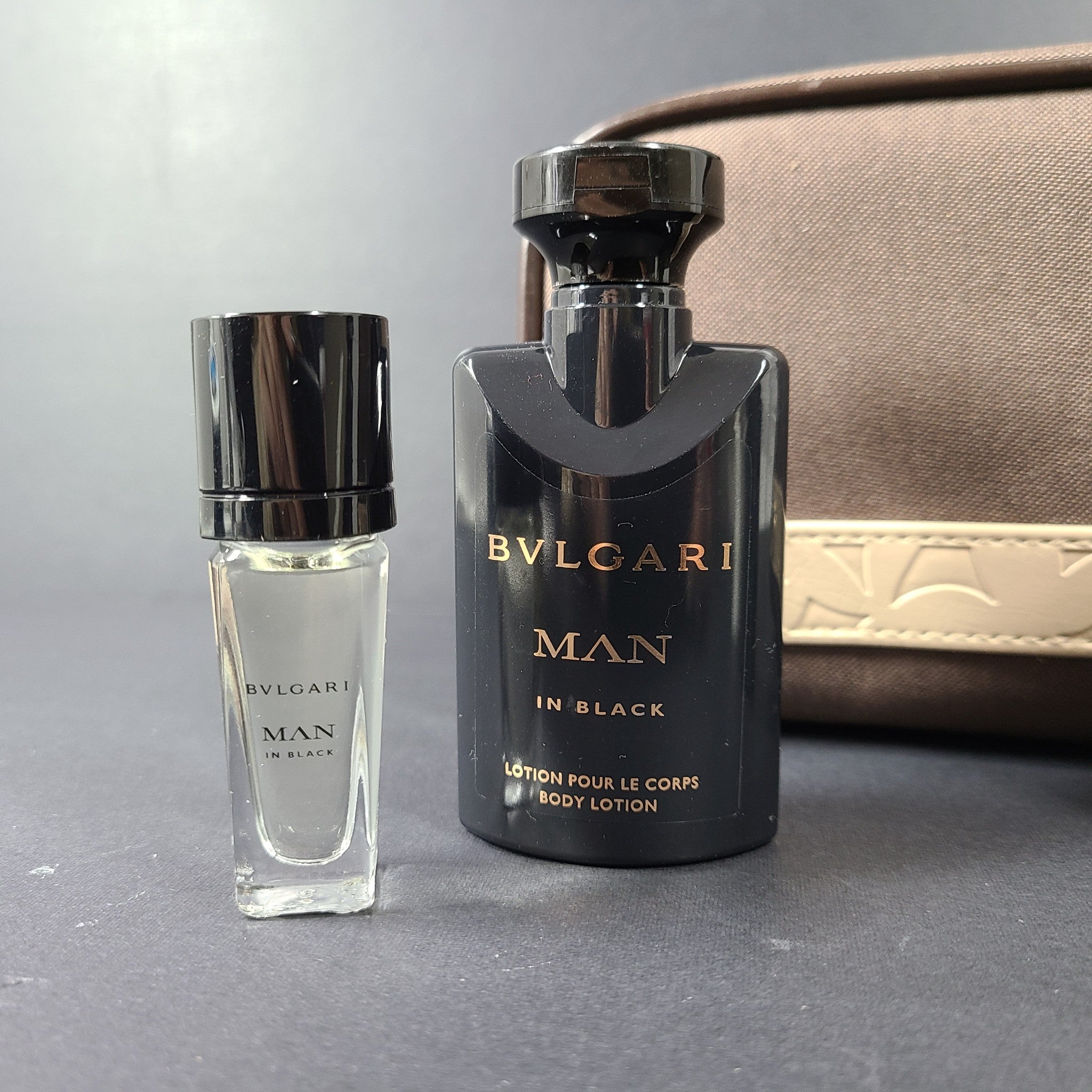 Bvlgari Parfums Emirates Airlines Business Class Amenity Kit Makeup Pouch Brown